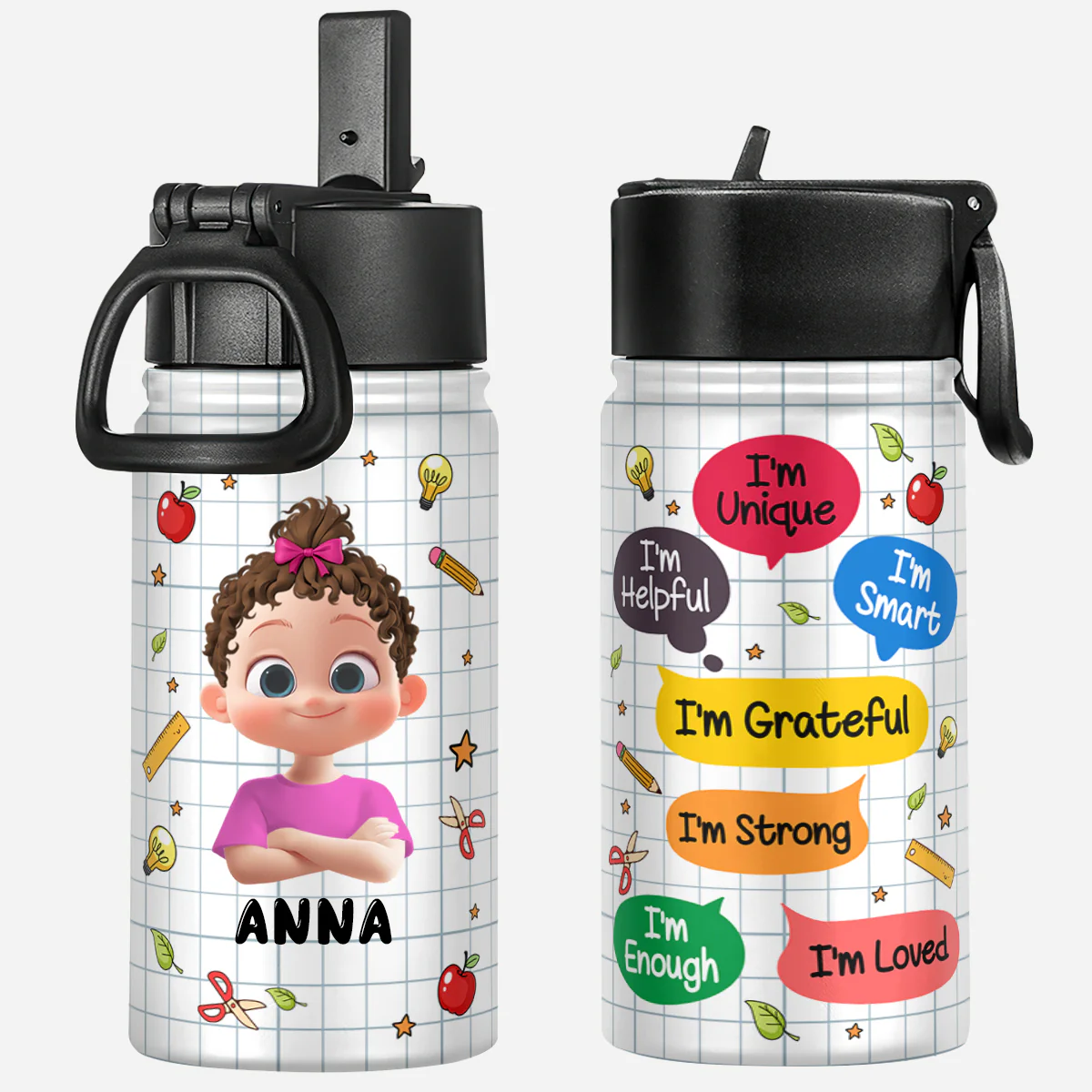 I'm Kind I'm Brave - Personalized Kid Water Bottle - Gift For Kids | GR29 TD118