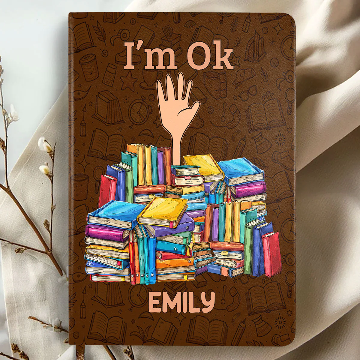 I'm OK - Personalized Leather Cover Notebook - Gift For Book Lover, Reader HH01 - Image 5