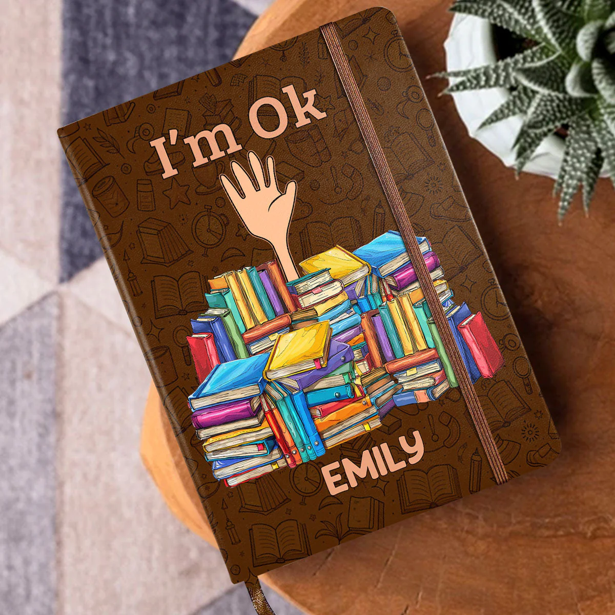 I'm OK - Personalized Leather Cover Notebook - Gift For Book Lover, Reader HH01 - Image 6