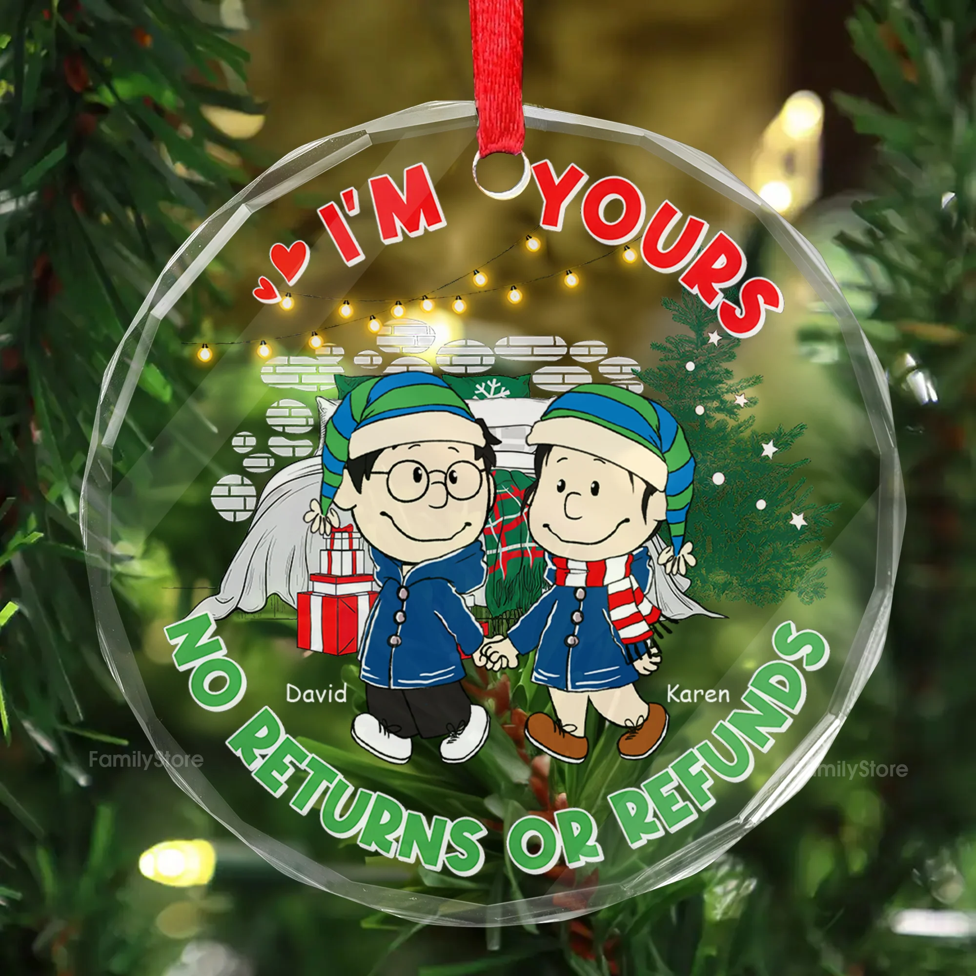 I'm Yours, No Refund, No Return - Personalized Glass Ornament - Gift For Couple, Husband Wife CL43 NH96 - Image 2