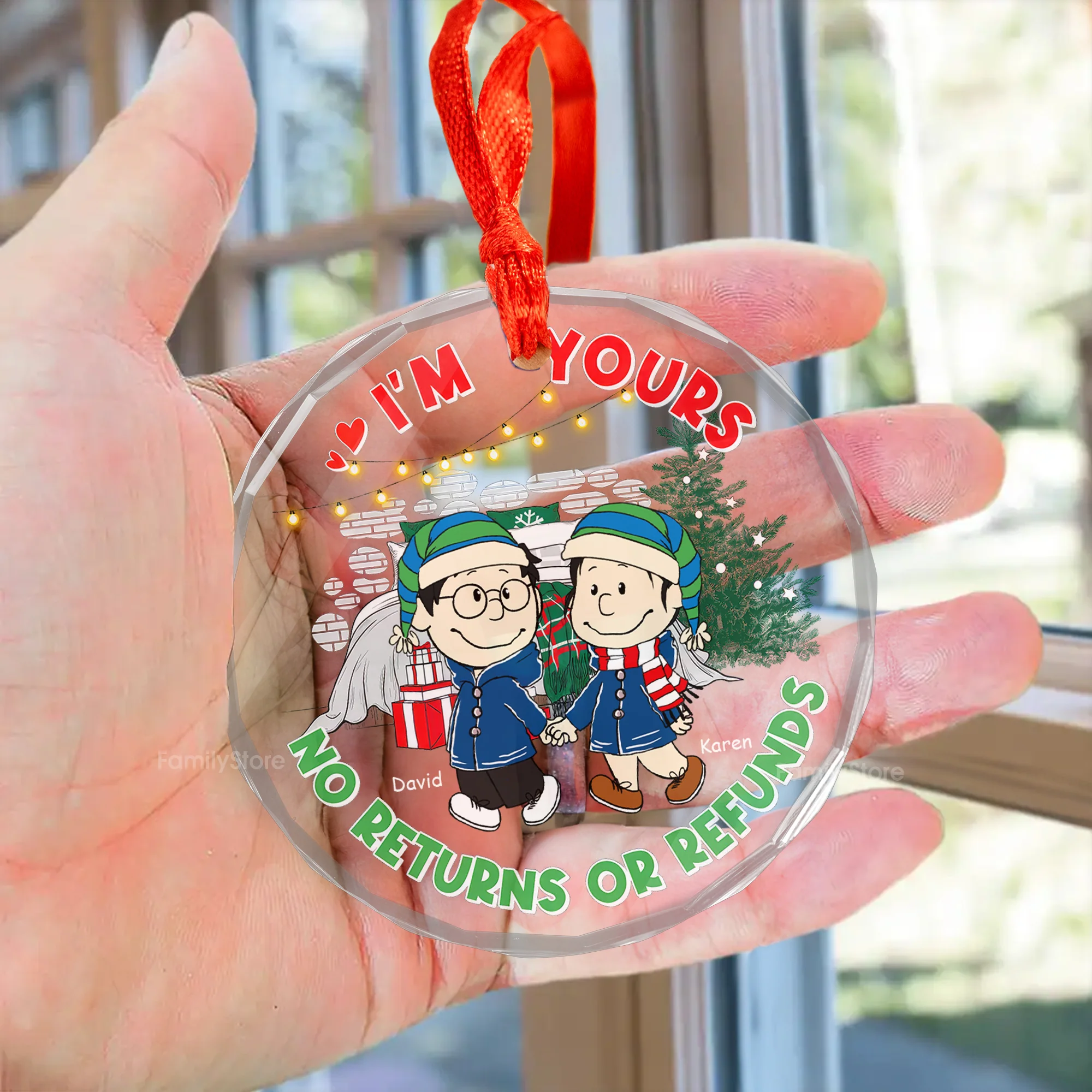 I'm Yours, No Refund, No Return - Personalized Glass Ornament - Gift For Couple, Husband Wife CL43 NH96 - Image 3