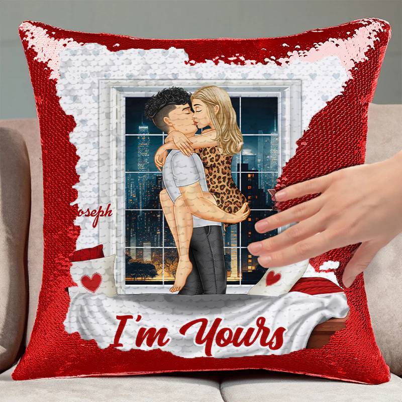 I'm Yours - Personalized  Sequin Pillow - Gift For Couple, Husband Wife, Anniversary Gift|CL28 NA94 - Image 3