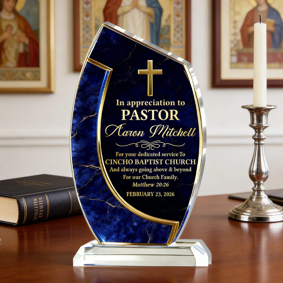 In Appreciation To Pastor - Personalized Custom Shaped Acrylic Plaque - Christian Gift For Family - Image 2