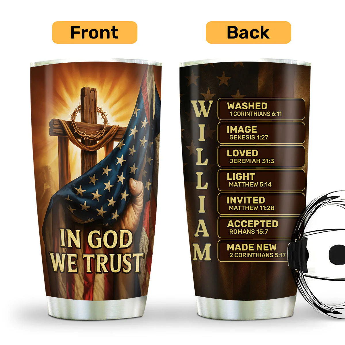 In God We Trust - Personalized Stainless Steel Tumbler - Gift For Him HN02 - Image 2