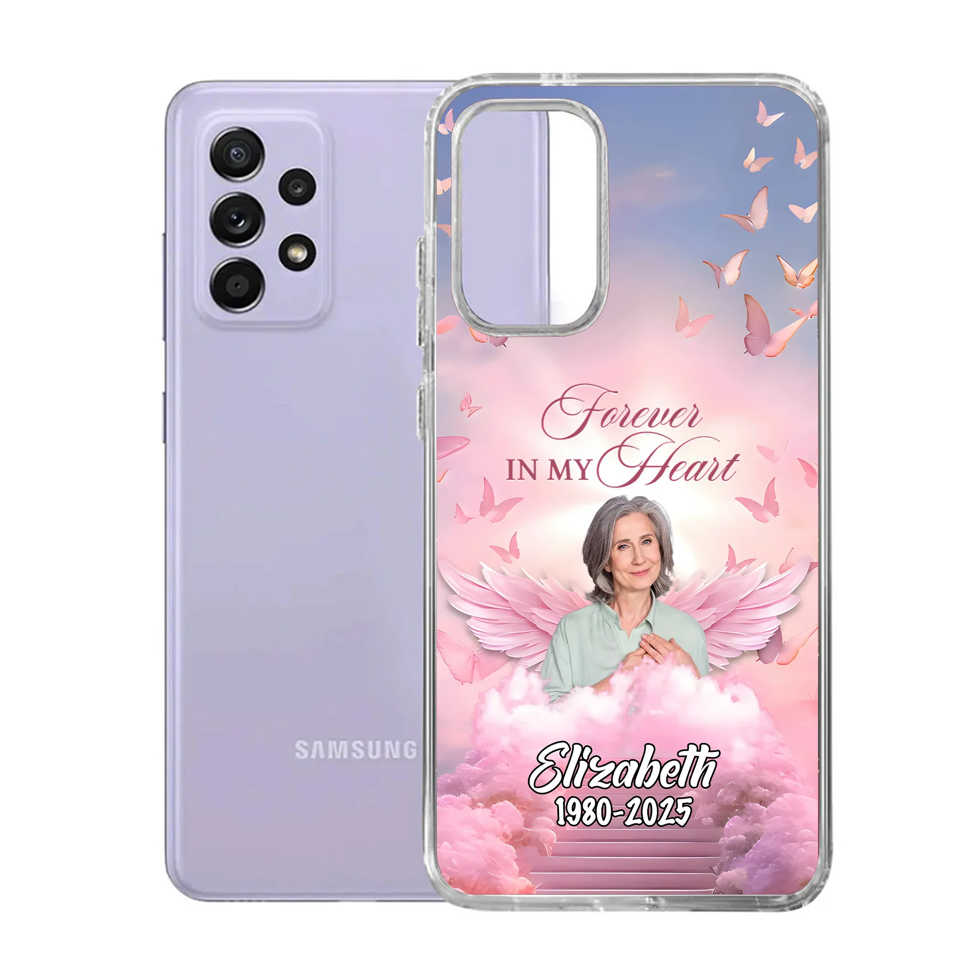 In Loving Memory Angel Wings Butterflies - Personalized Custom Phone Case - Memorial Gift TD118 - Image 6