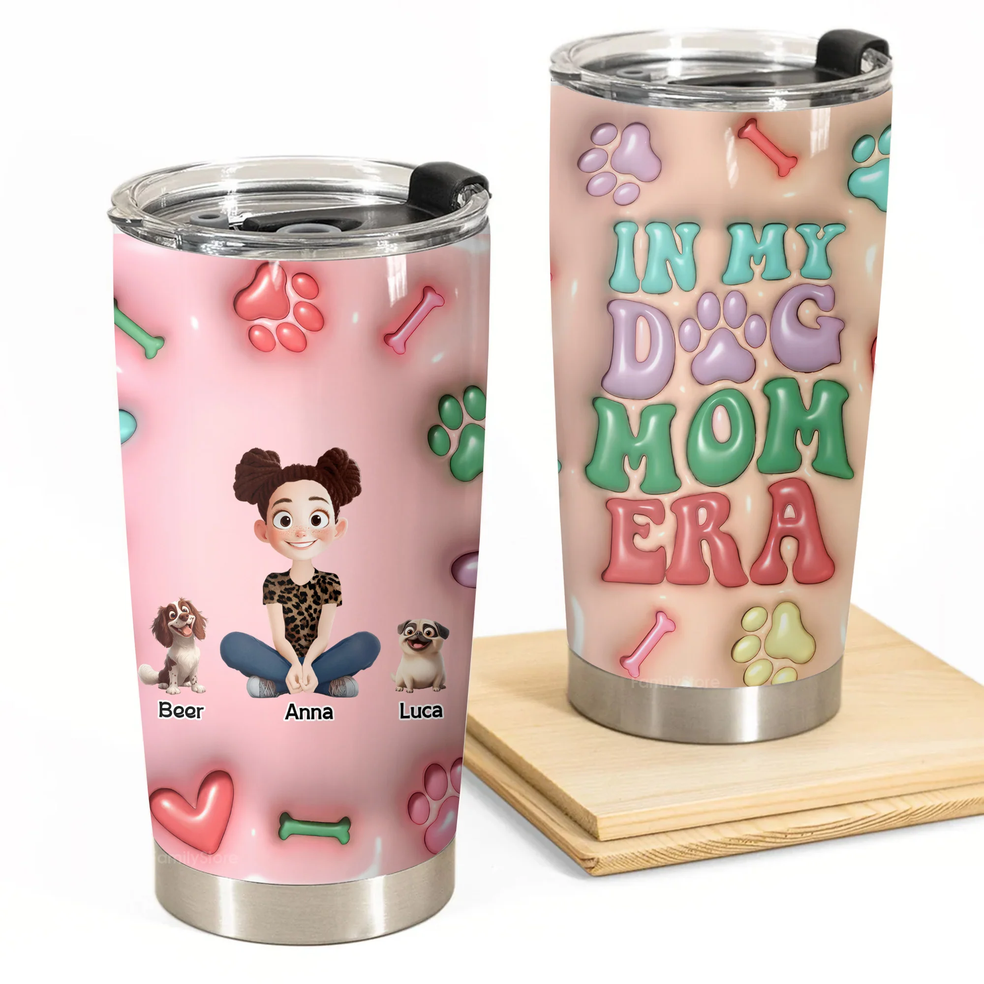 In My Dog Mom Era 3D Inflated Effect Cartoon Dog - Personalized Tumbler Cup - Gift for Pet Owners, Pet Lovers, Dog Mom | CLP15 NH96