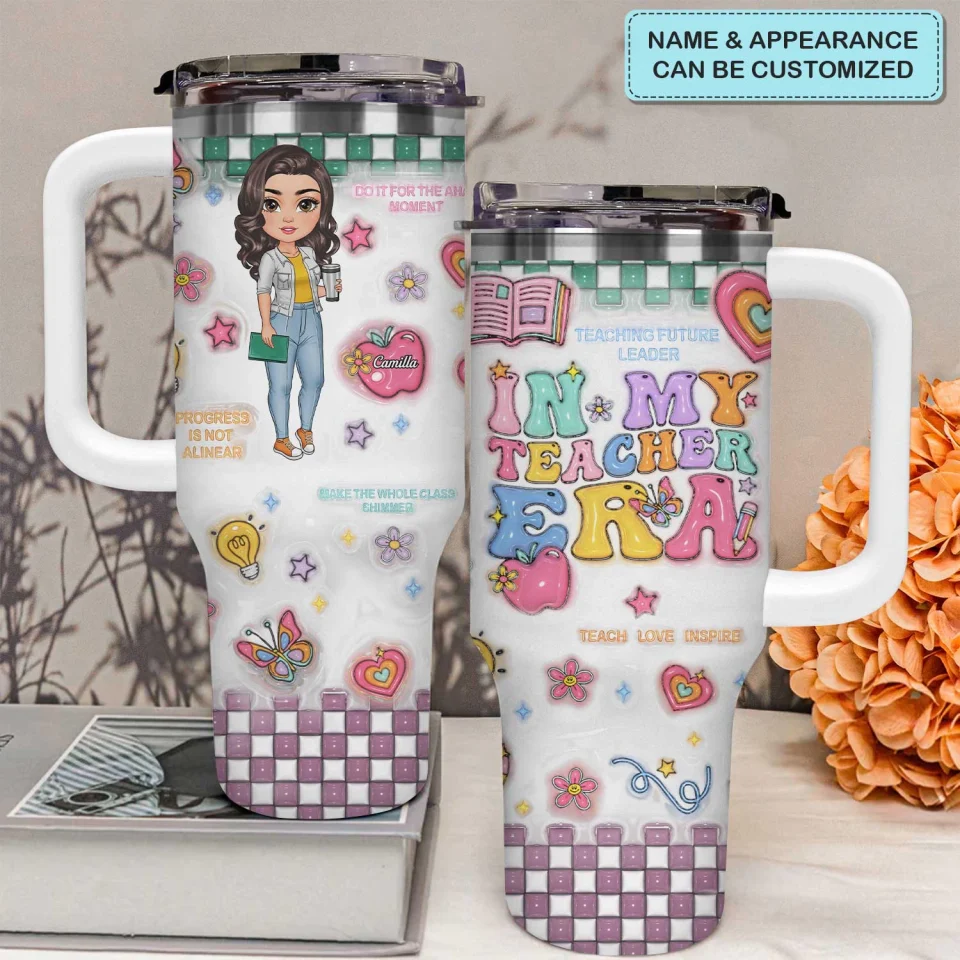 In My Teacher Era - Personalized 40oz Tumbler Cup With Straw - Gift For Teacher | CLTC01 HN02 - Image 3
