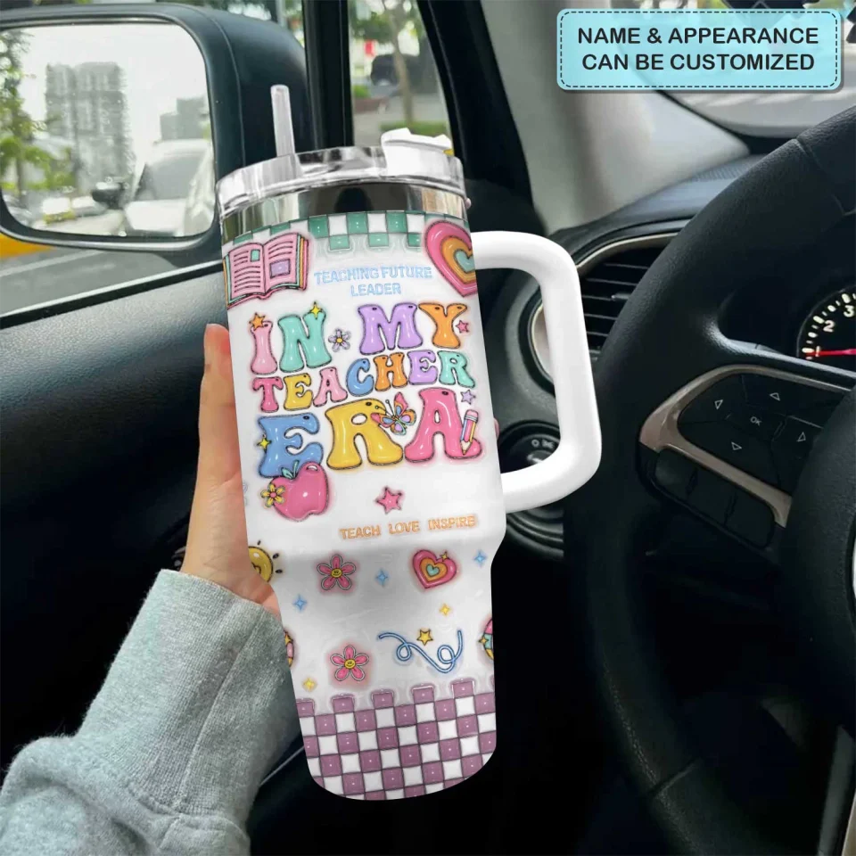 In My Teacher Era - Personalized 40oz Tumbler Cup With Straw - Gift For Teacher | CLTC01 HN02 - Image 4