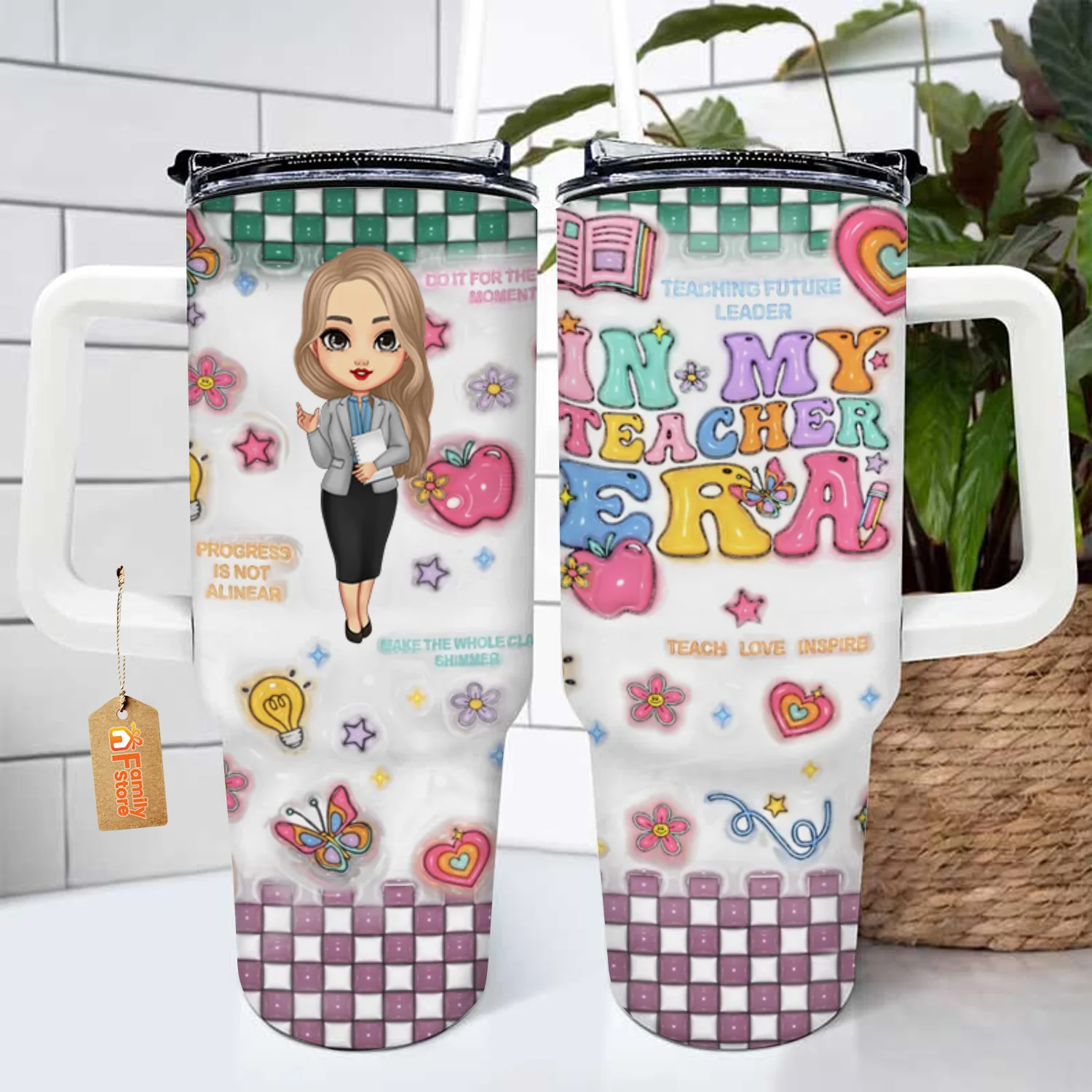 In My Teacher Era - Personalized Custom Tumbler With Handle - Teacher's Day Gift For Teacher - Image 3