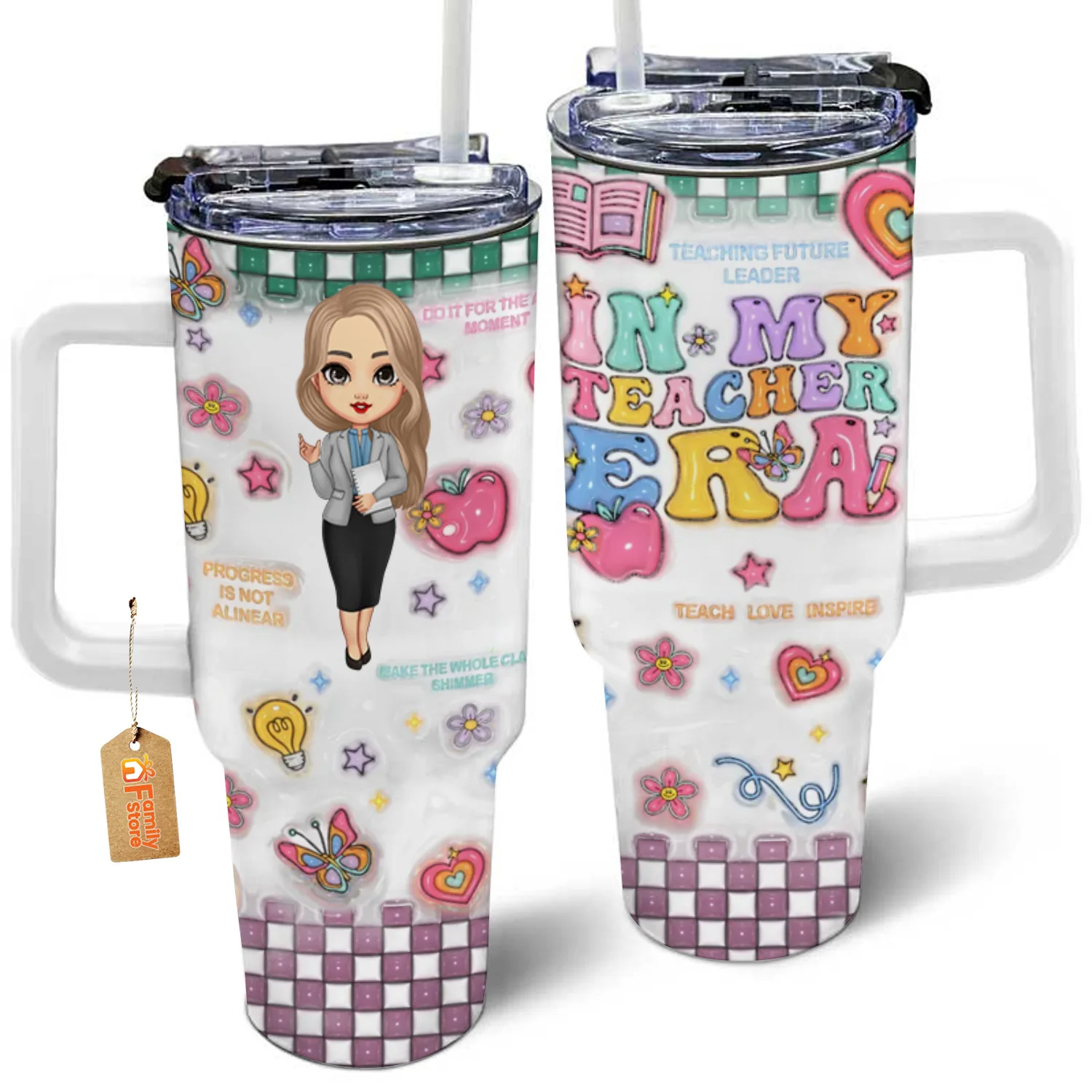 In My Teacher Era - Personalized Custom Tumbler With Handle - Teacher's Day Gift For Teacher - Image 4