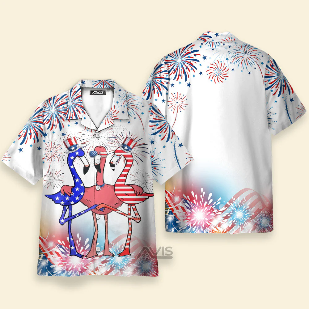 Independence Day Flag Flamingo 4th Of July - Hawaiian Shirt - Image 2