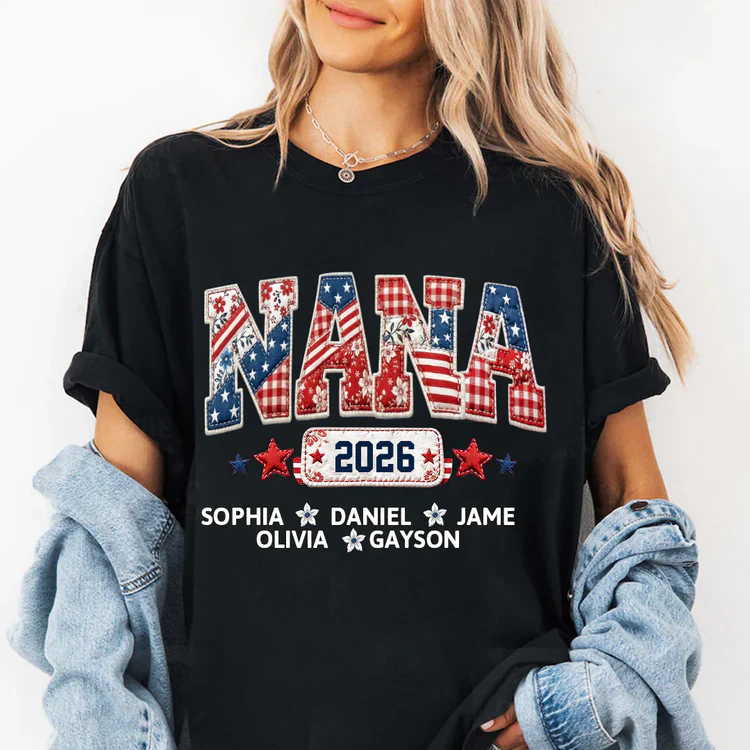 Independence Doodle Mimi And Grandkids Name - Personalized Shirt - Patriotic Gift For Mom, Grandma - Image 2