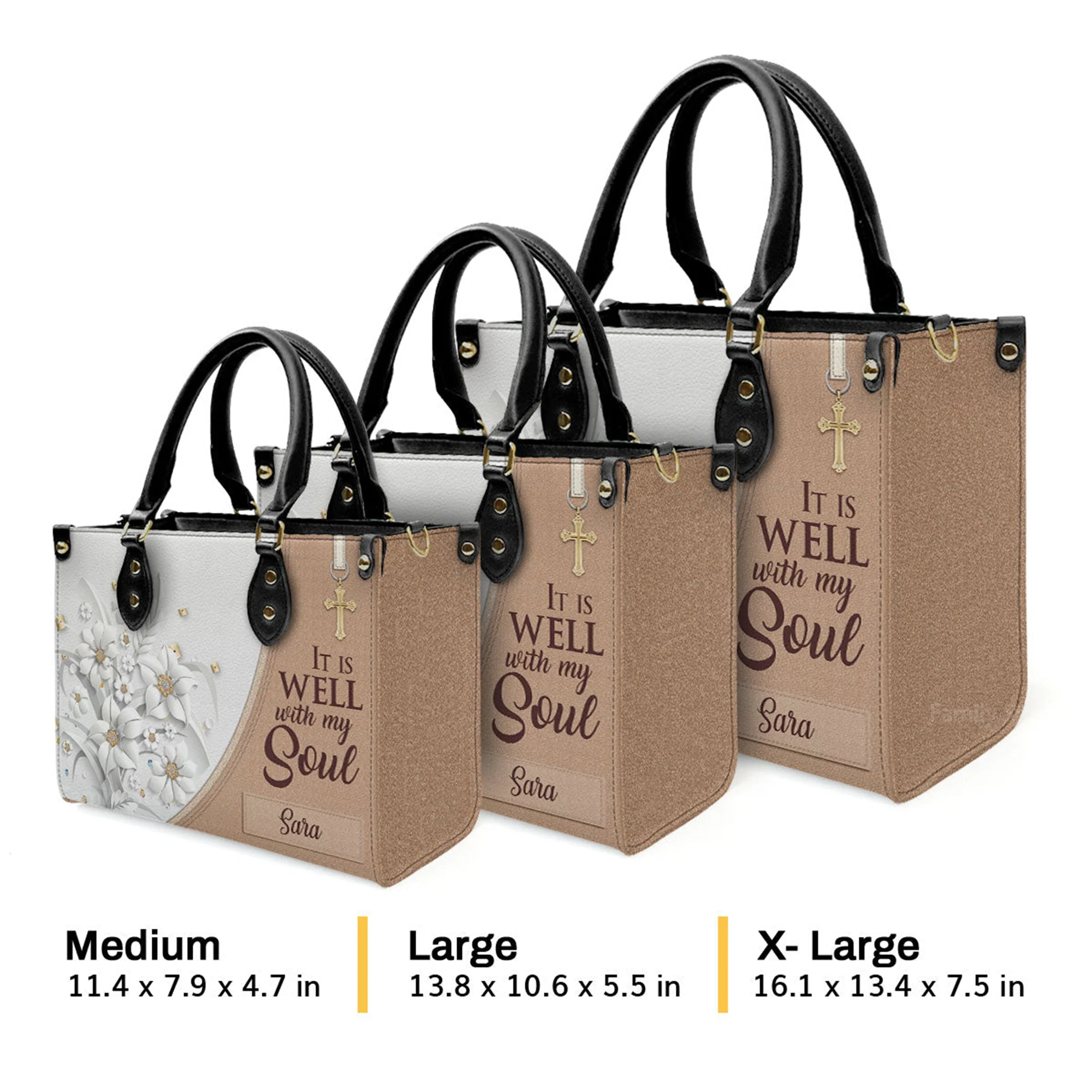 It Is Well With My Soul - Thoughtful Gift For Christians - Personalized Leather Handbag With Handle - AT4080720 - Image 4