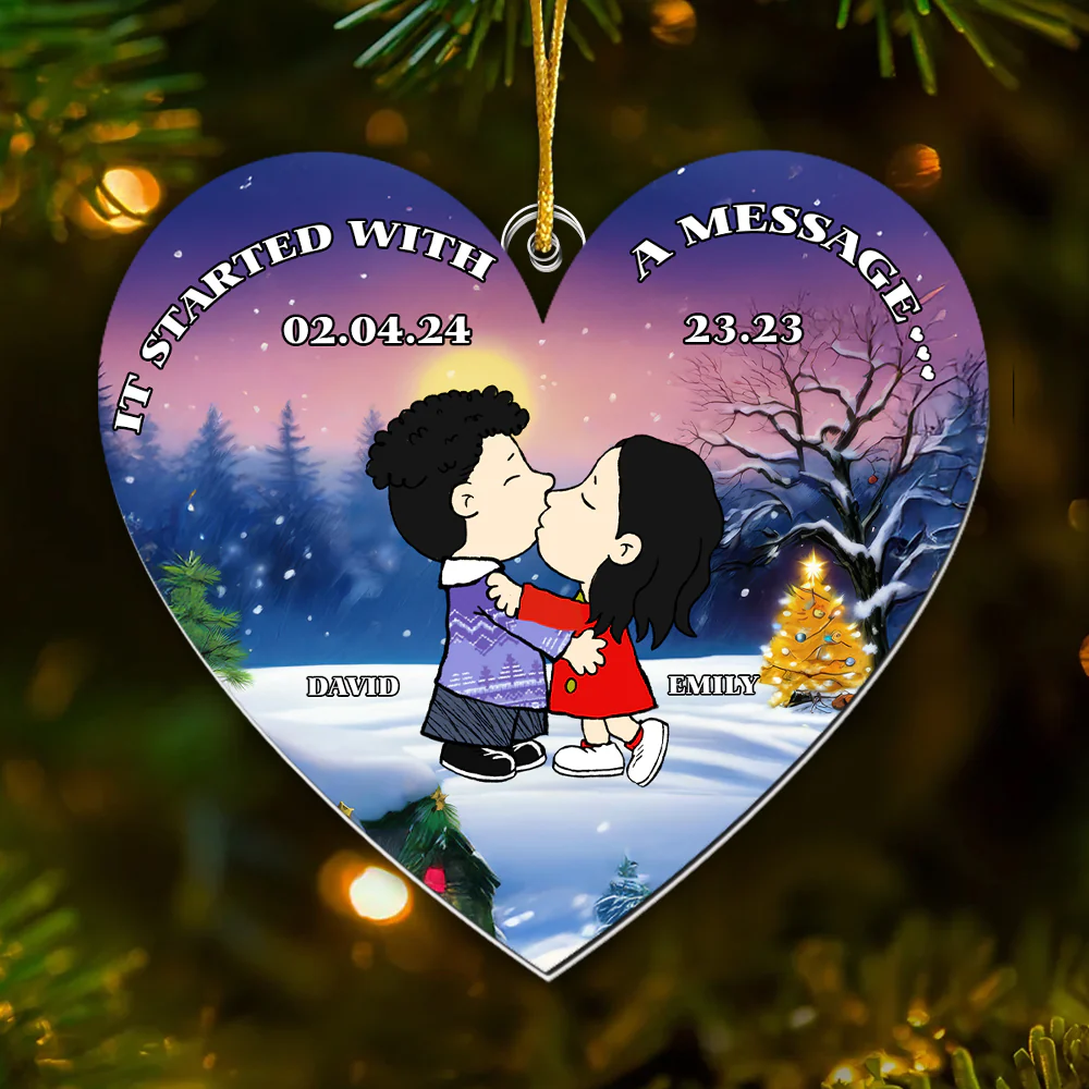 It Started With A Message - Personalized Acrylic Ornament - Anniversary Gift For Couple | GR9 NL122 - Image 2