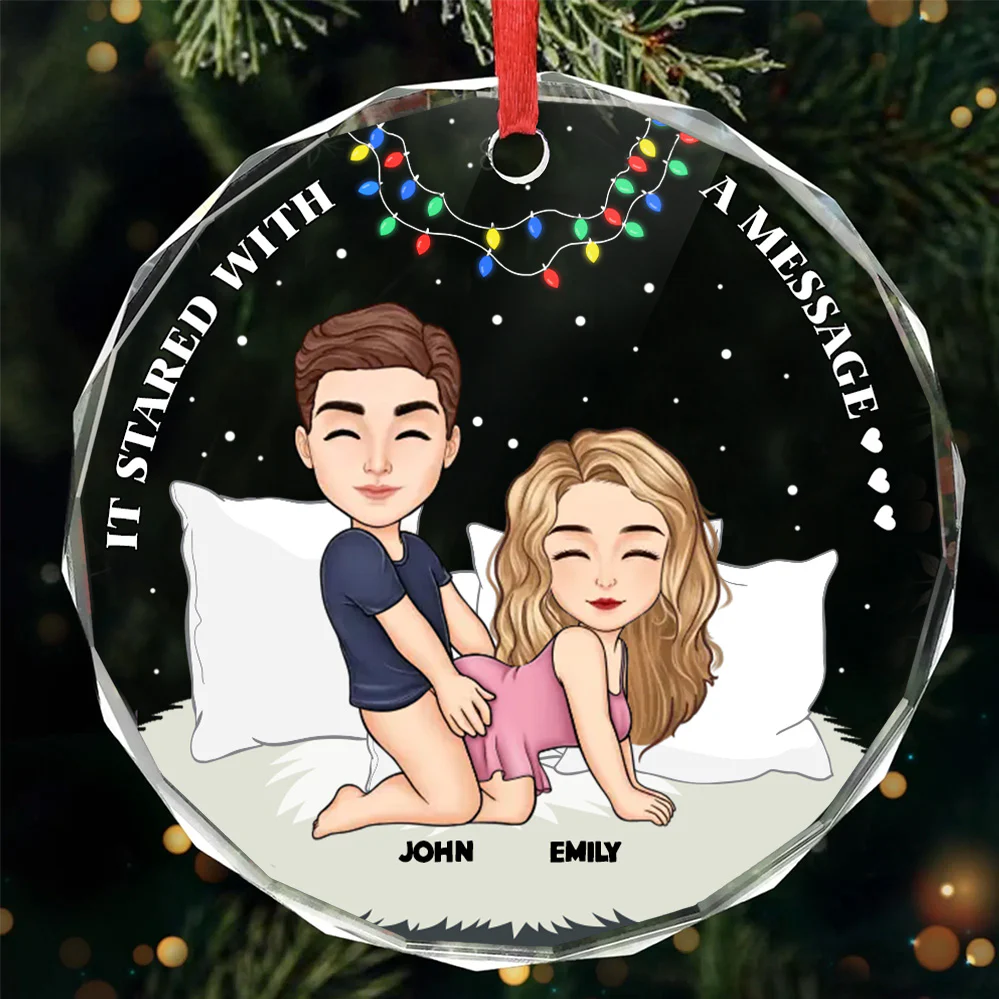It Started With A Message - Personalized Glass Ornament - Gift For Couples | GR10 NL122 - Image 3