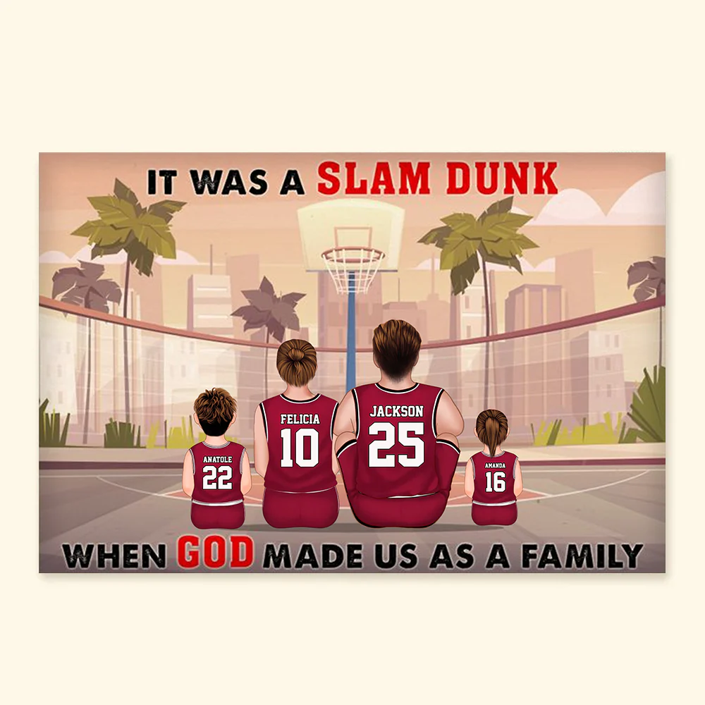 It Was A Slam Dunk When God Made Us A Family - Gift For Family - Personalized Canvas Poster - SPCL03 NA94 - Image 4