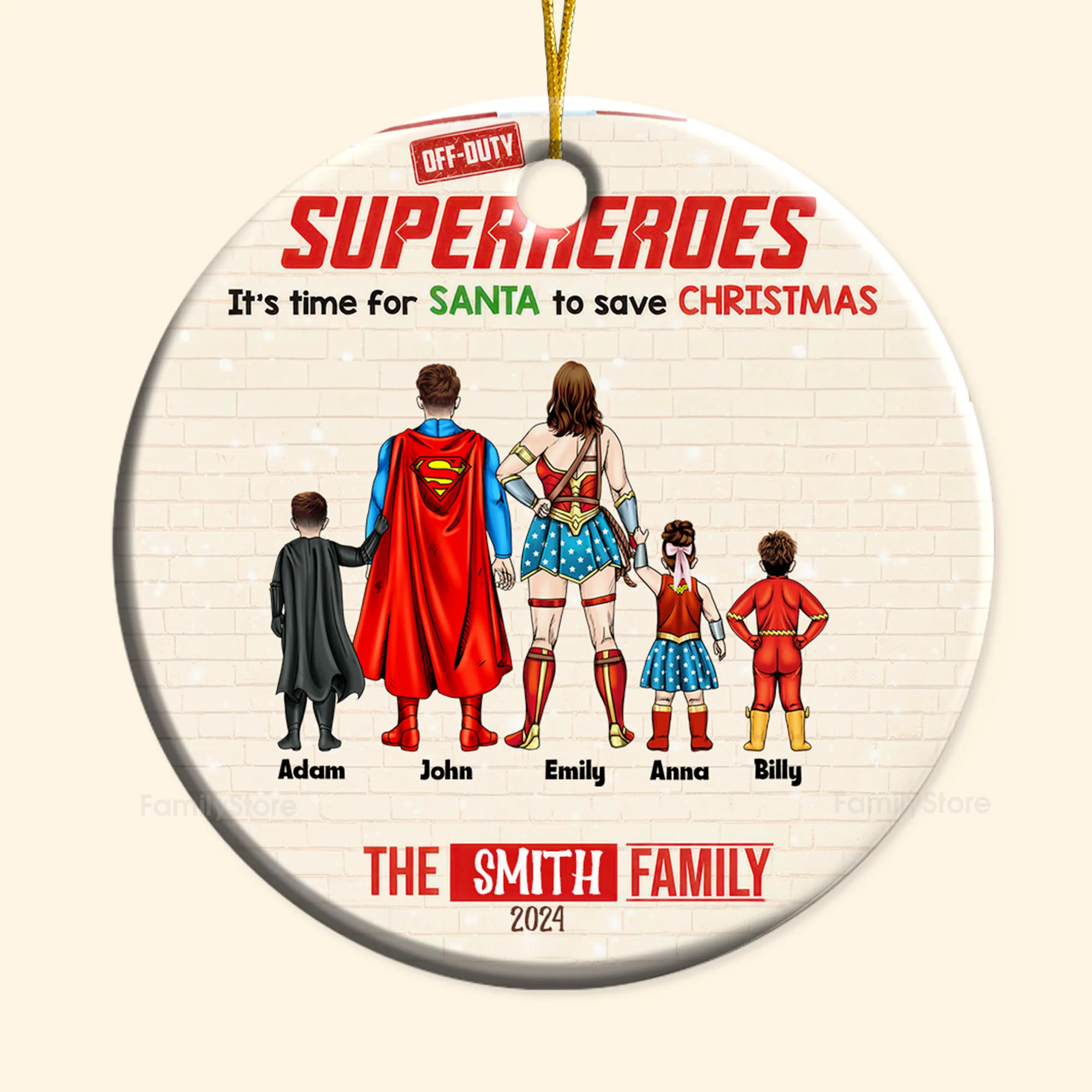 It's Time To Save Christmas - Gift For Family - Personalized Ceramic Ornament NA94 - Image 4