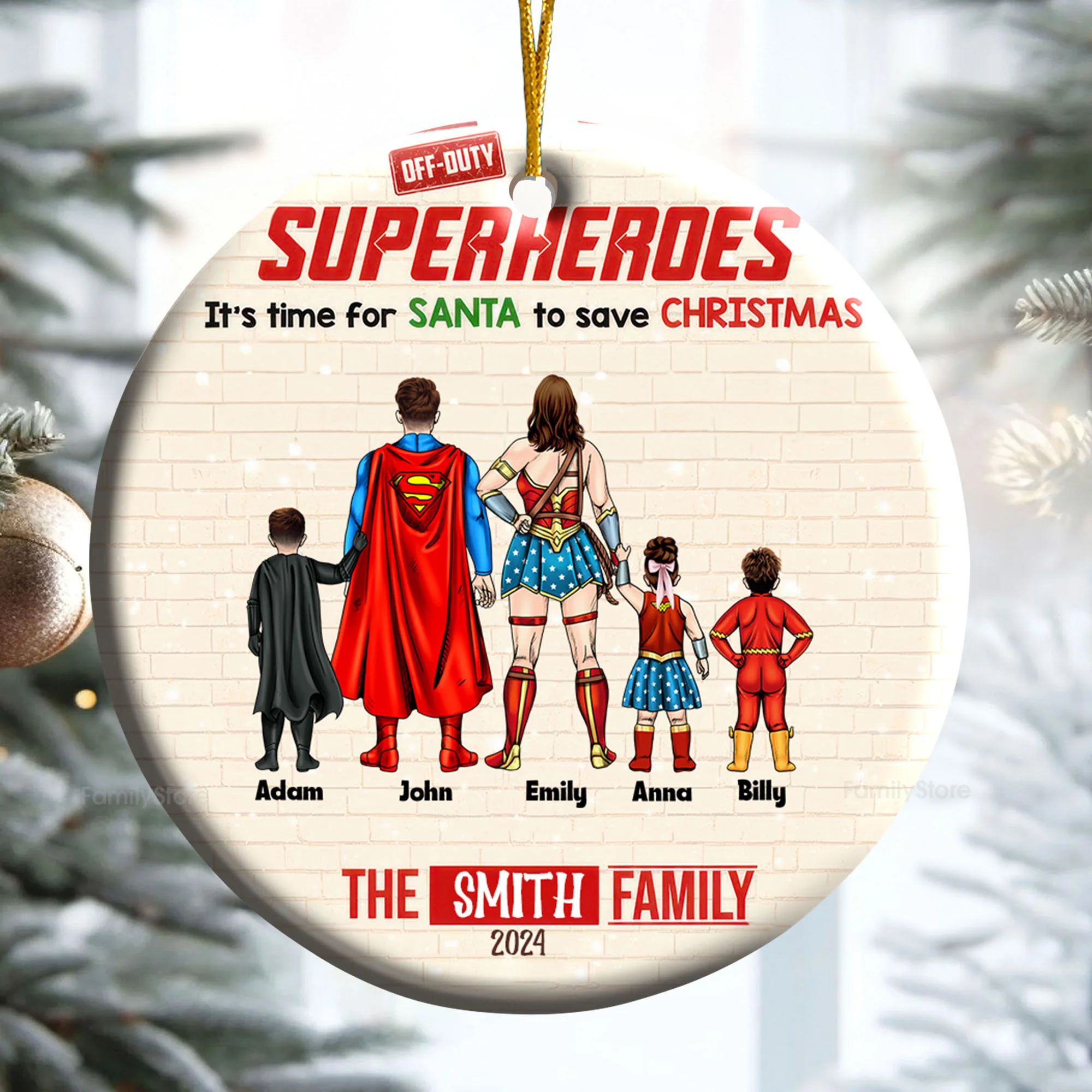 It's Time To Save Christmas - Gift For Family - Personalized Ceramic Ornament NA94 - Image 6