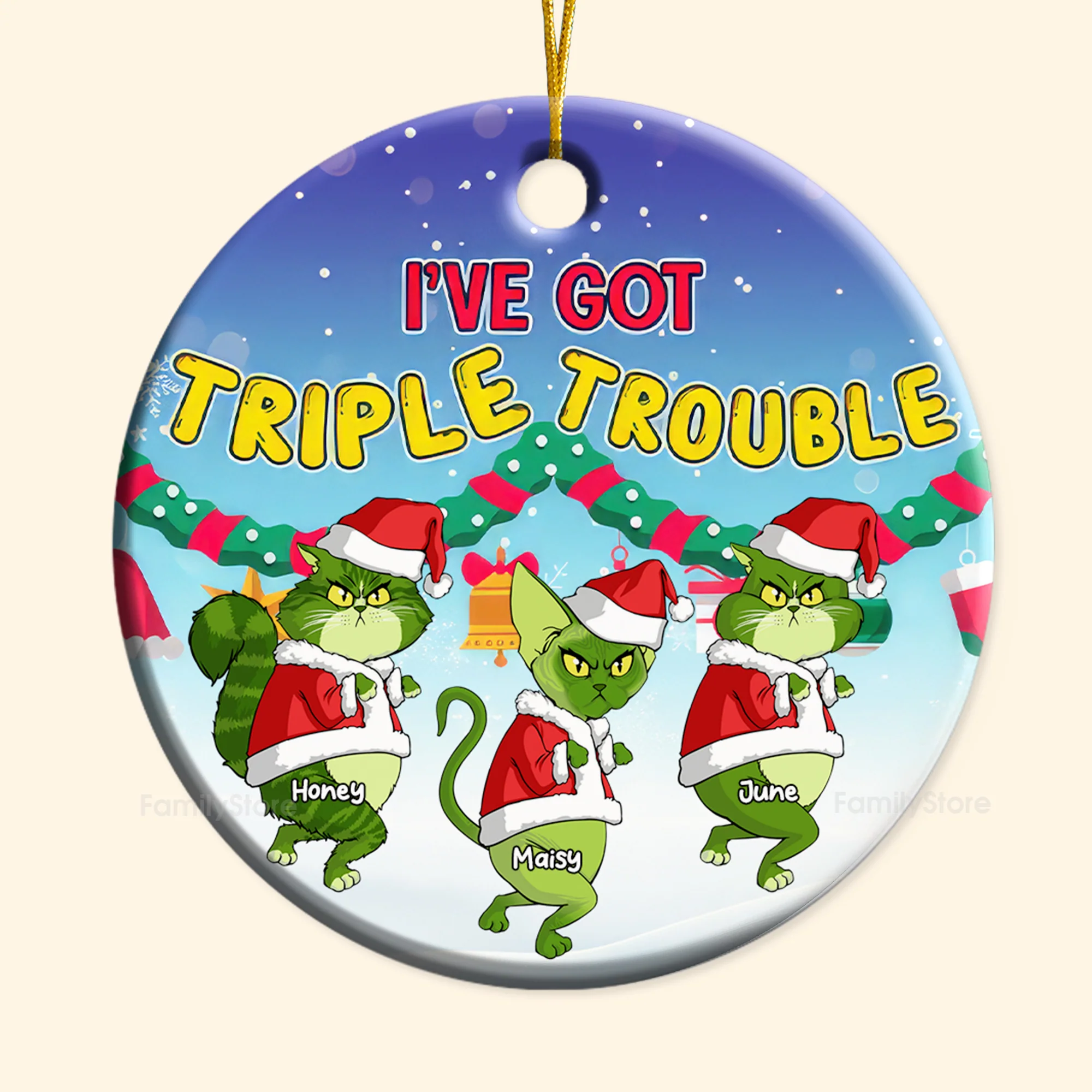 I've Got Many Trouble Grinch Cats- Gift For Cat Lover, Pet Lovers - Personalized Ceramic Ornament - CL16 NH96 - Image 6