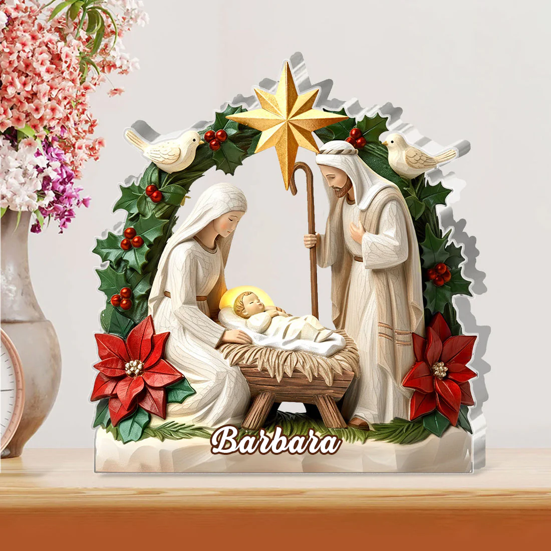 Ivory Blessing Jesus Is The Reason - Personalized Custom Shaped Squared Acrylic Plaque - Gift For Family HL128