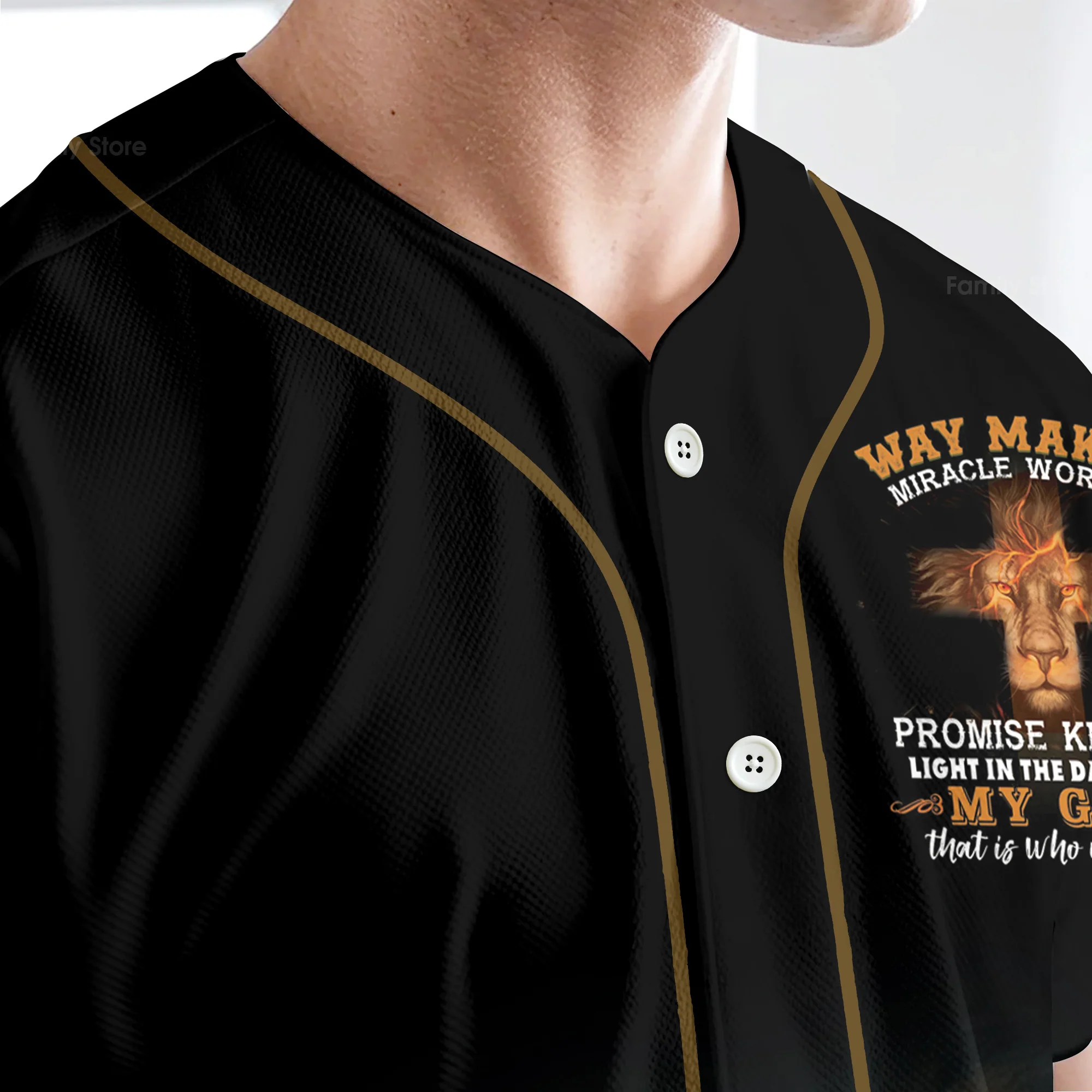 Way Maker Miracle Worker Promise Keeper Light in The Darkness -  Baseball Jersey - Christant Gift For Him for God, Jesus, Christian - Image 4