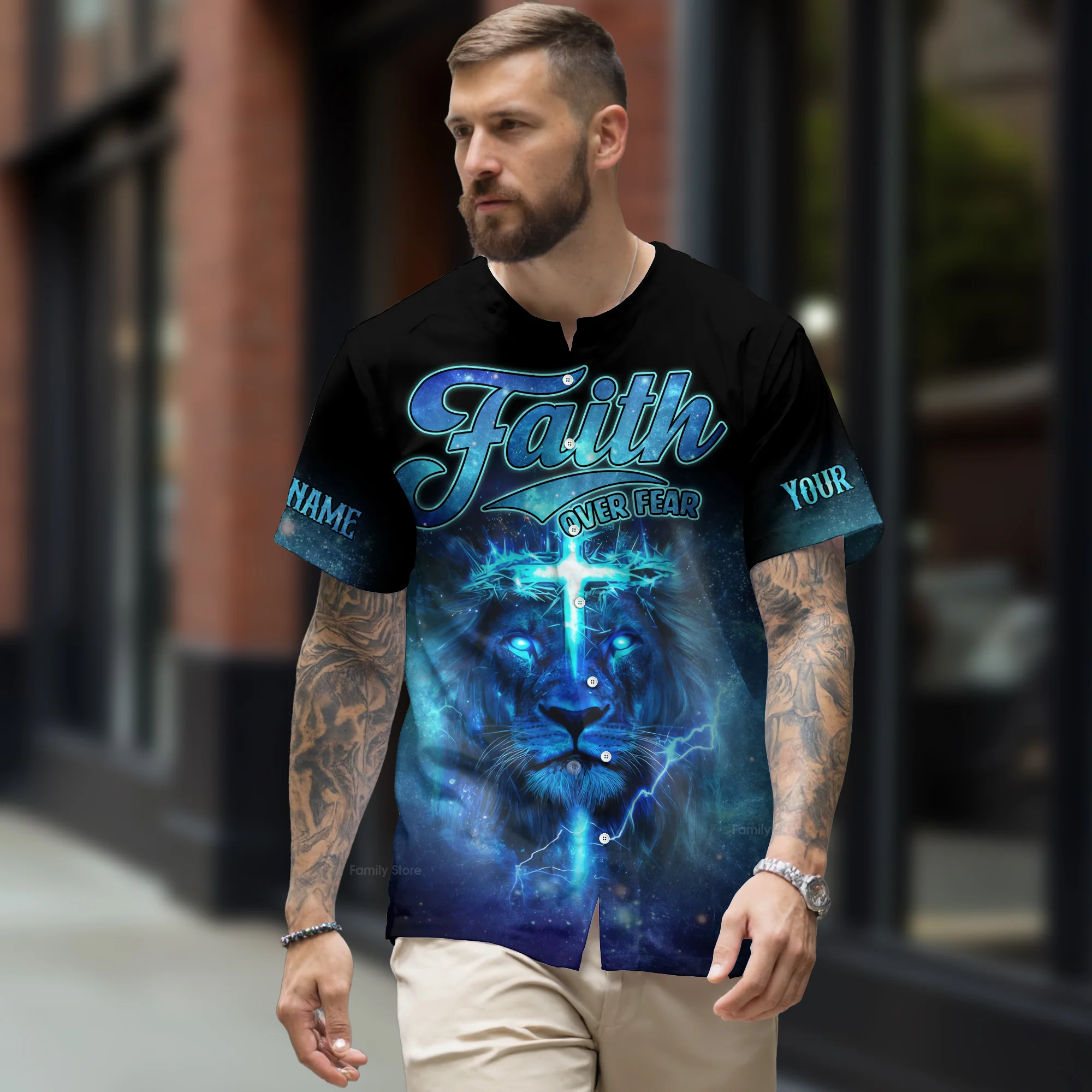 Jesus Dropped The Charges Lion Custom Name Baseball Jersey - Christant Gift For Him - Image 2