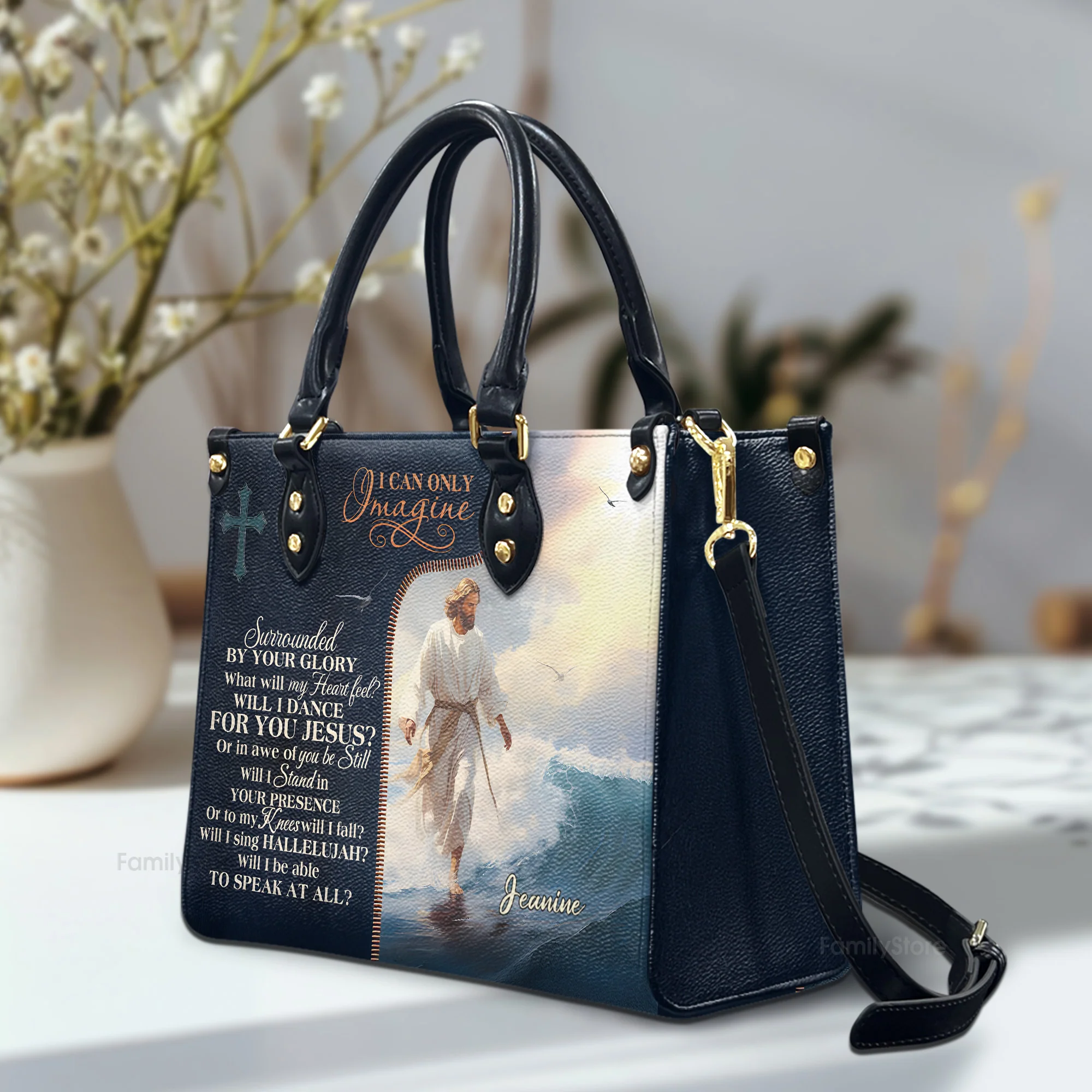 Jesus I Can Only Imagine - Beautiful Personalized Leather Handbag - AT4081224 - Image 2