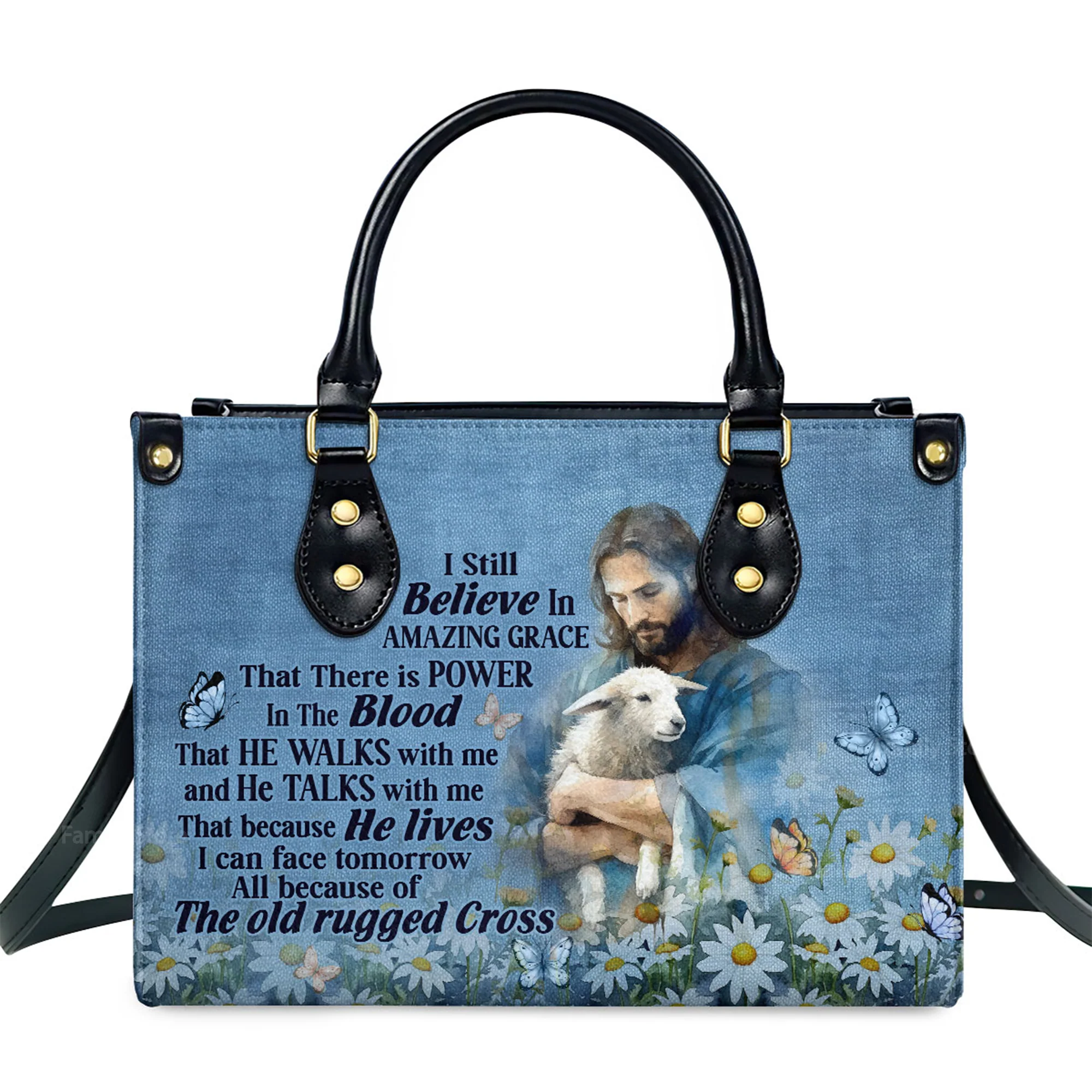 Jesus I Still Believe In Amazing Grace - Unique Personalized Leather Handbag - AT4081225 - Image 2