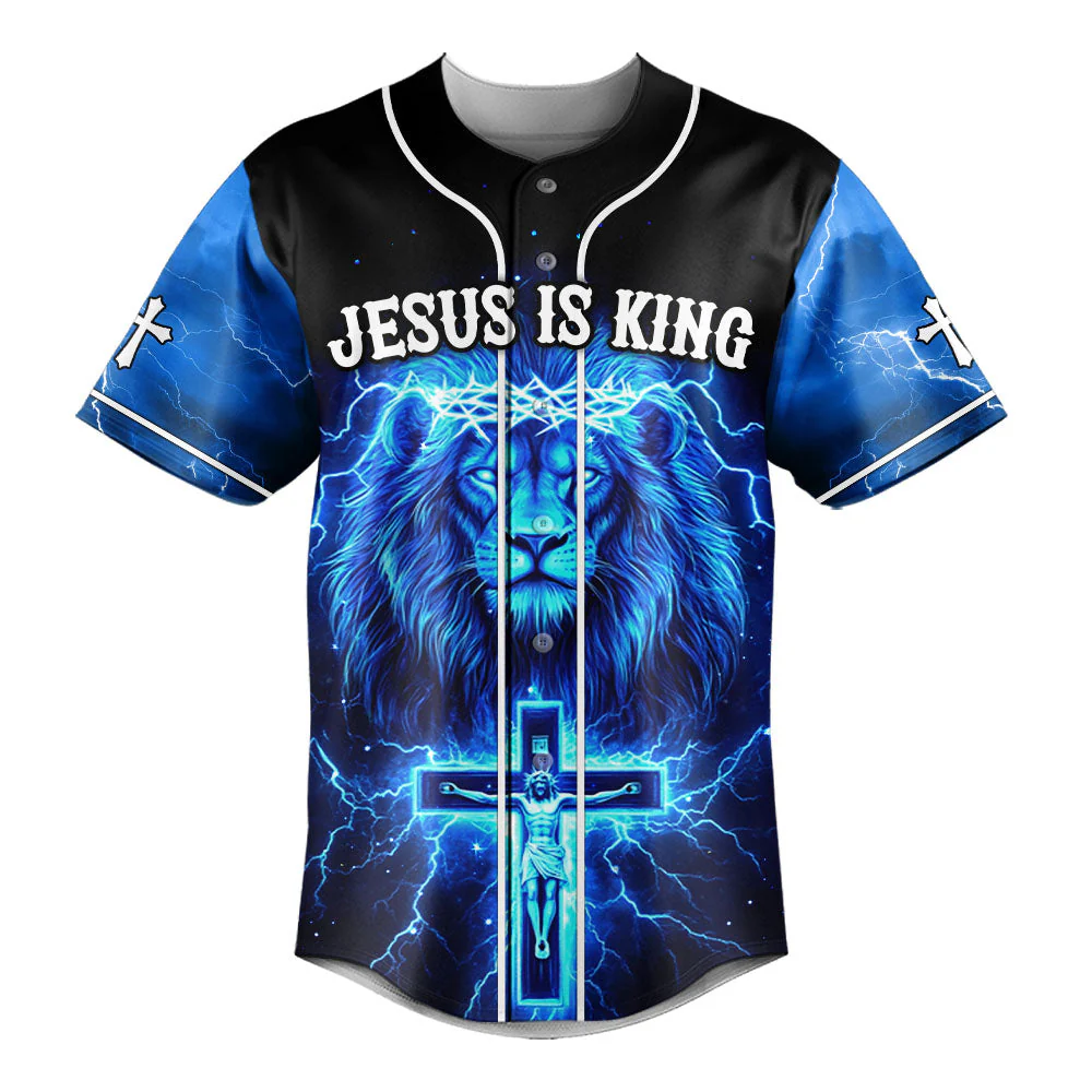 Jesus is King Baseball Jersey - Christant Gift For Him - Image 2