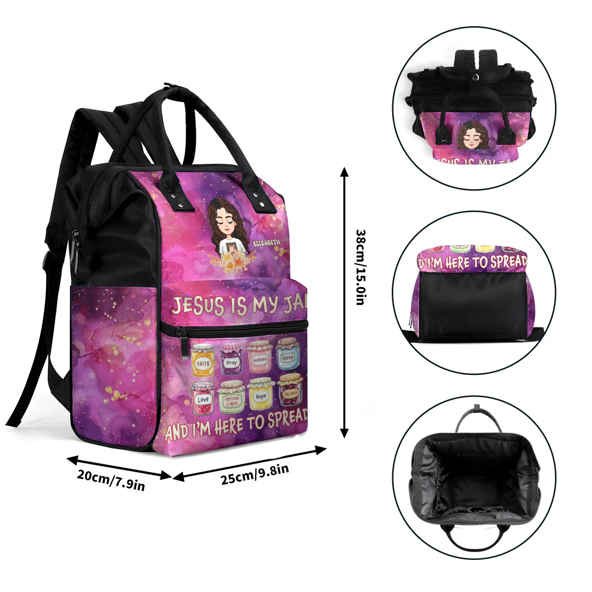 Jesus Is My Jam- Personalized Duckbilled Backpack | CLGOD05 PT - Image 6