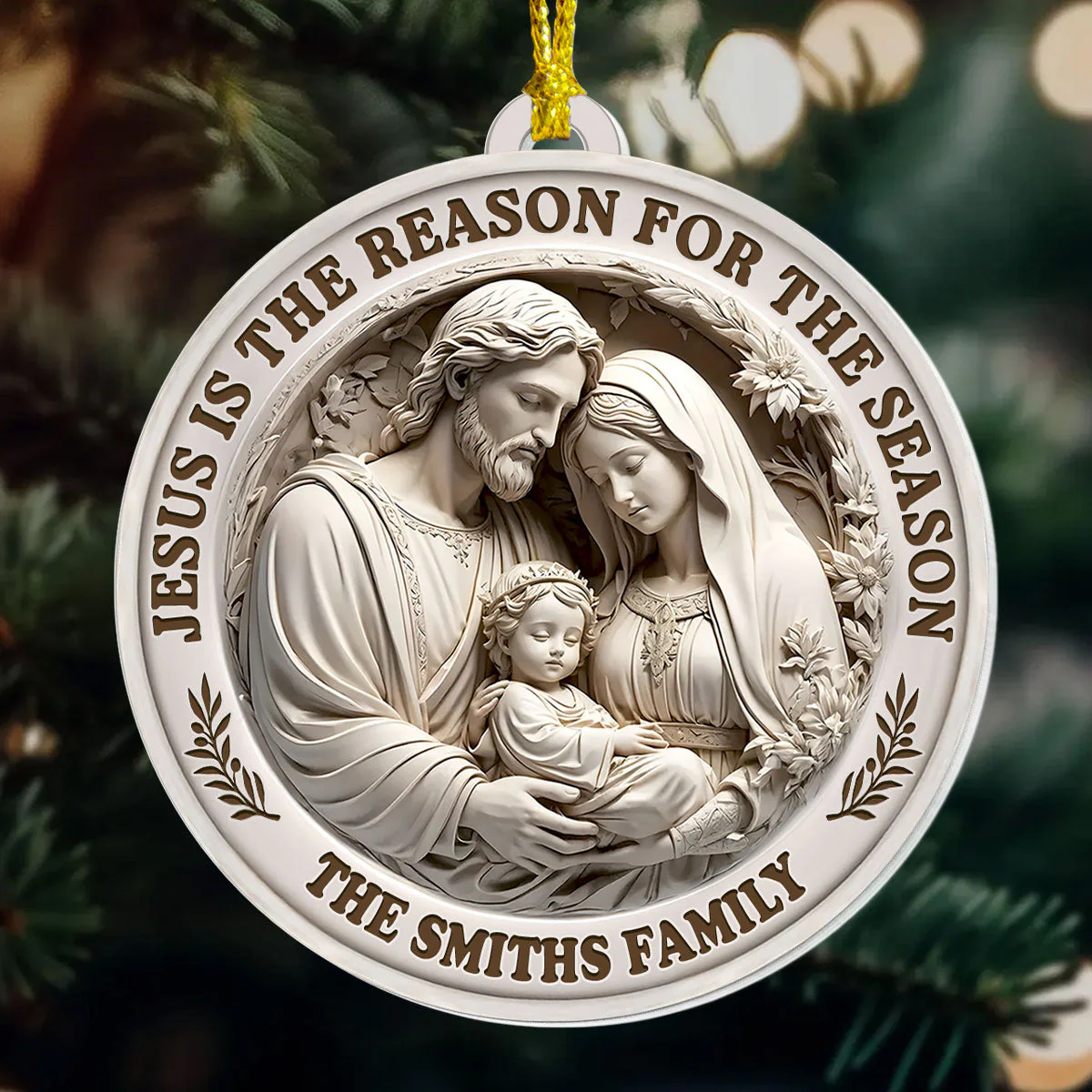 Jesus Is The Reason For The Season | Personalized 1-Side Acrylic Ornament - Image 2