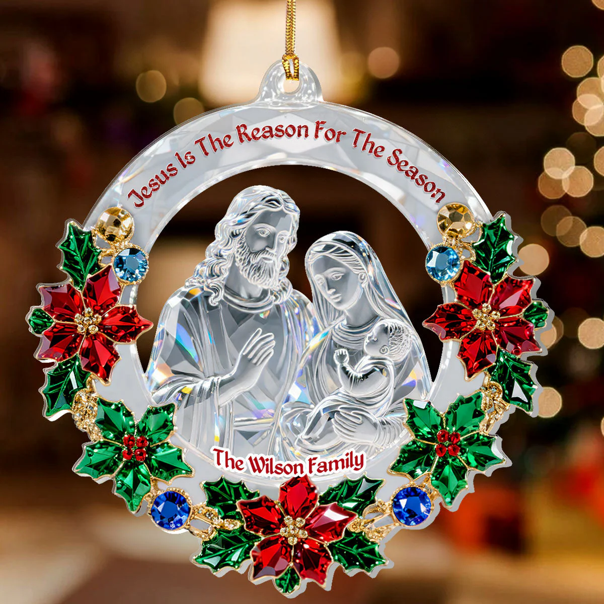 Jesus Is The Reason For The Season - Personalized Acrylic Ornament TD118
