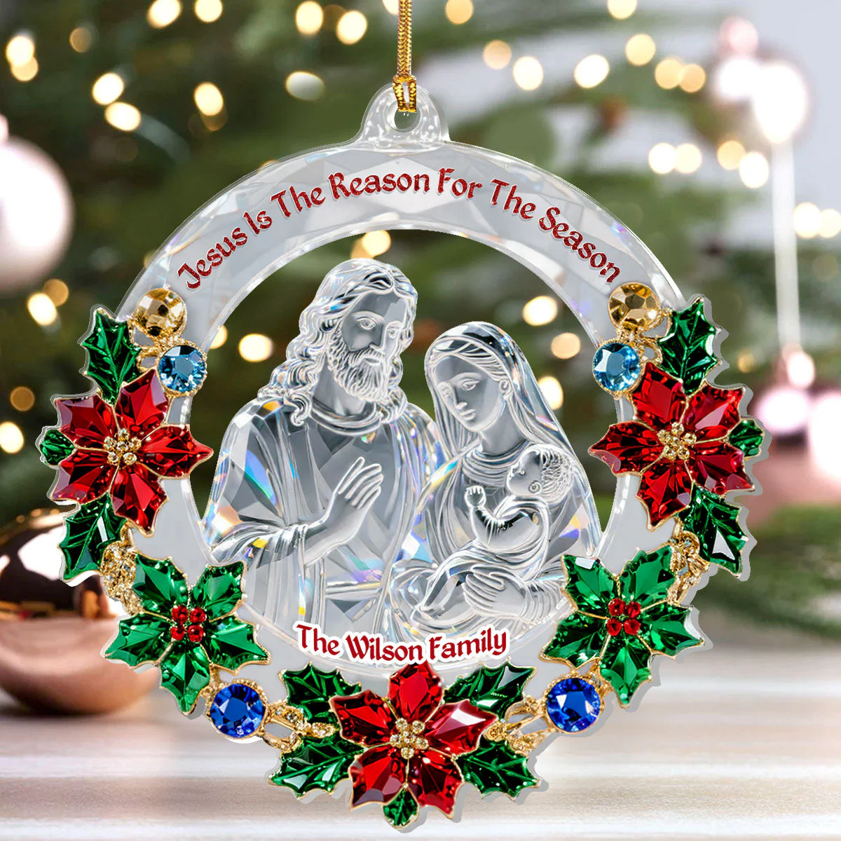 Jesus Is The Reason For The Season - Personalized Acrylic Ornament TD118 - Image 3