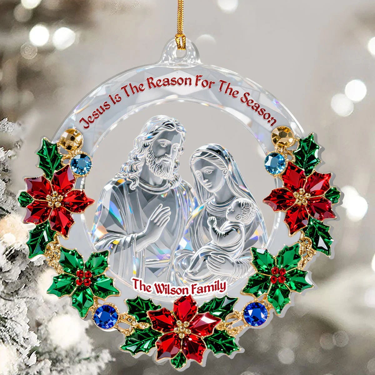 Jesus Is The Reason For The Season - Personalized Acrylic Ornament TD118 - Image 4