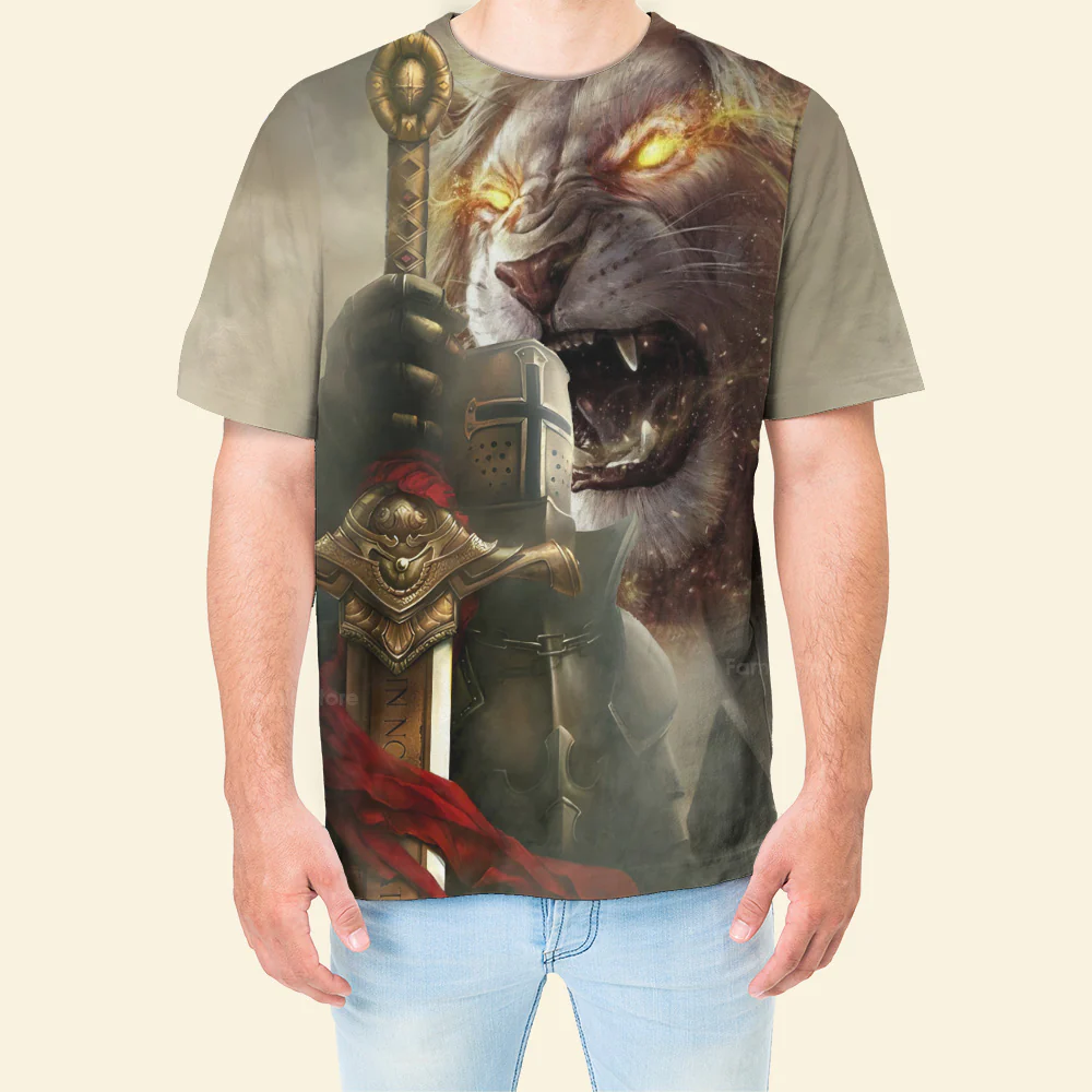 Jesus Lion With Sword - 3D Tshirt - Image 4