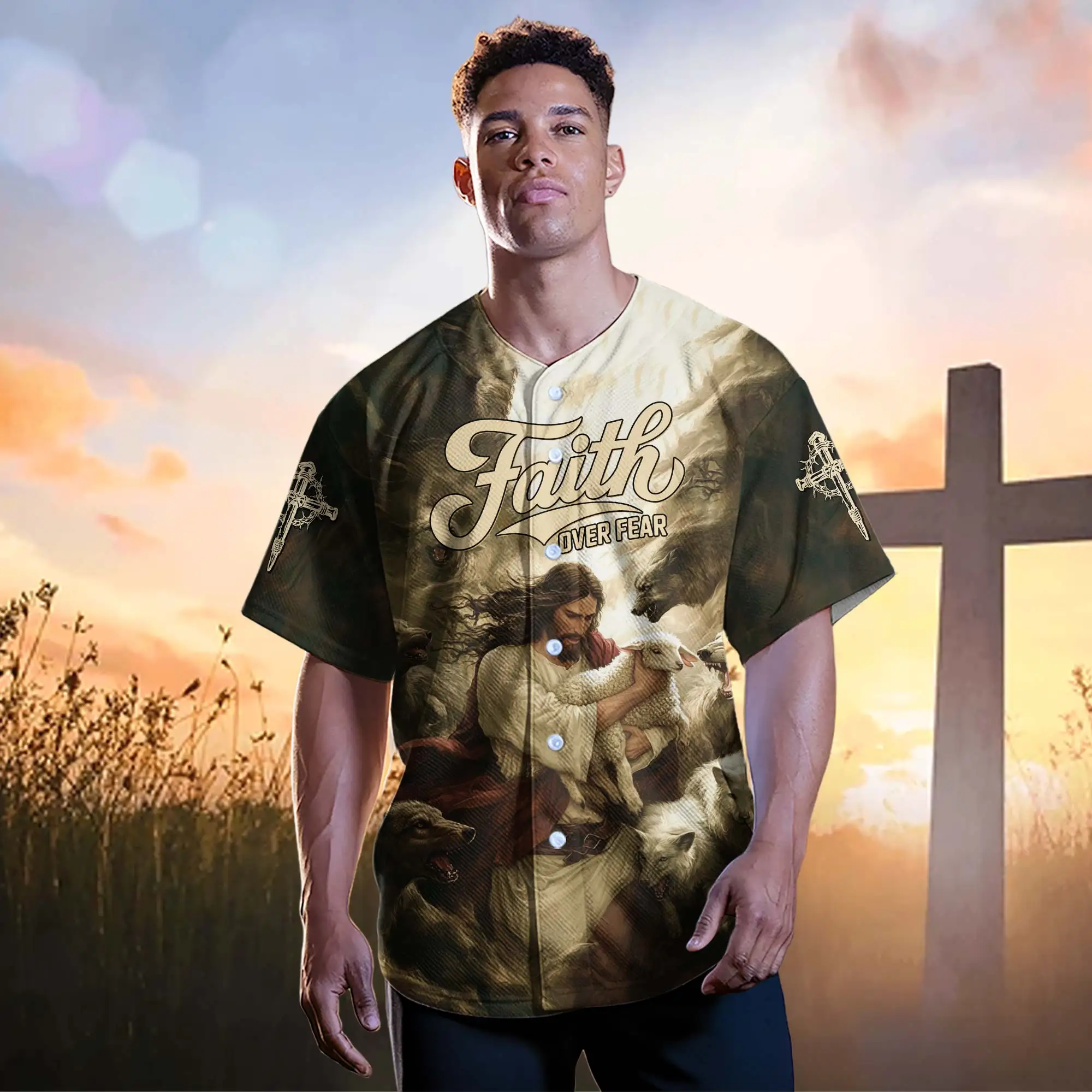 Jesus Protect the Lamp Baseball Jersey Bundle - Image 11