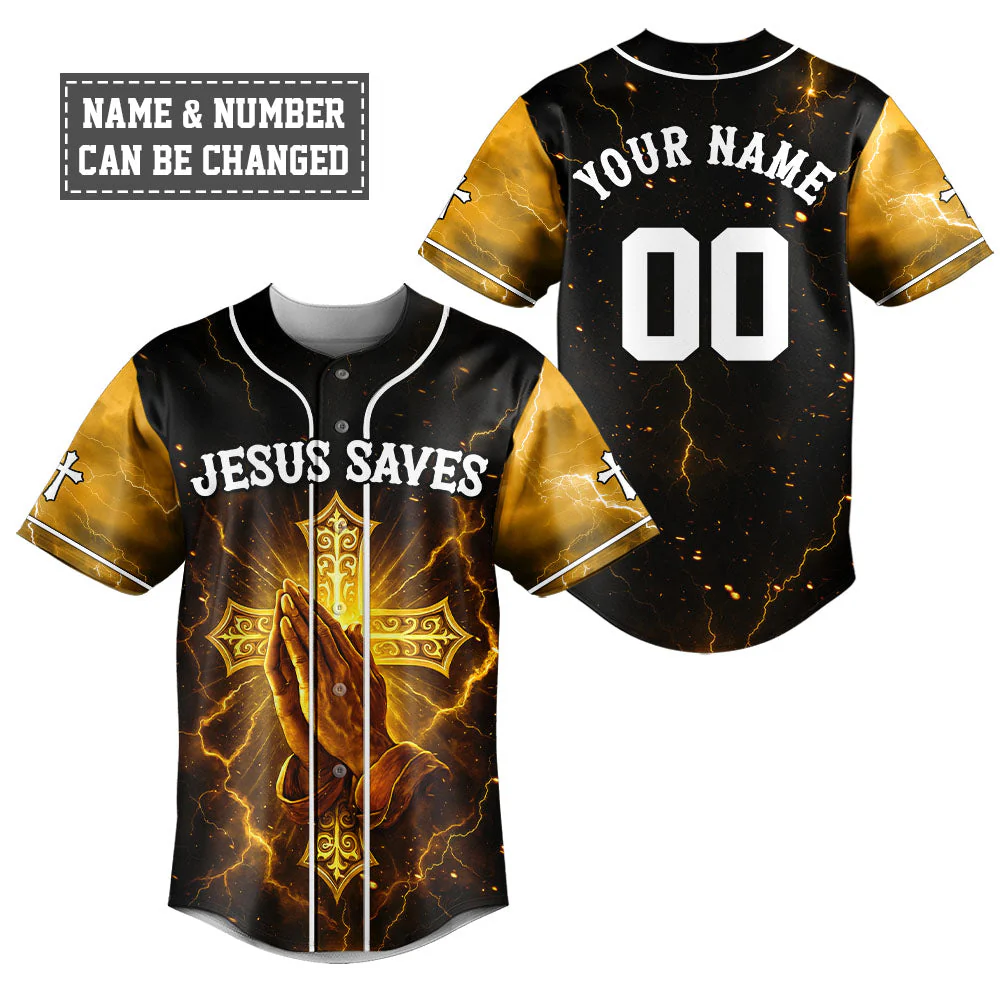 Jesus Saves Baseball Jersey - Christant Gift For Him