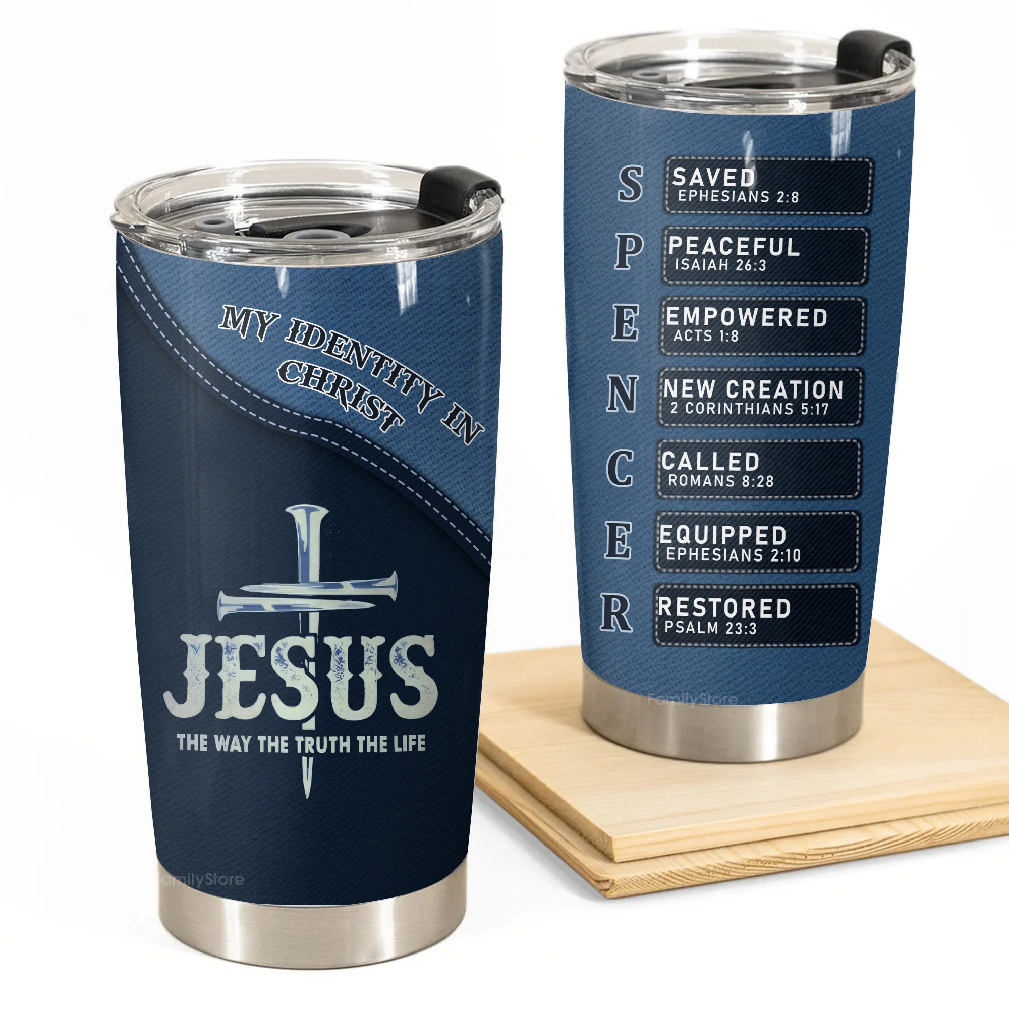 Jesus The Way The Truth The Life - Personalized Stainless Steel Tumbler - Gift For Him | HN02 - Image 2