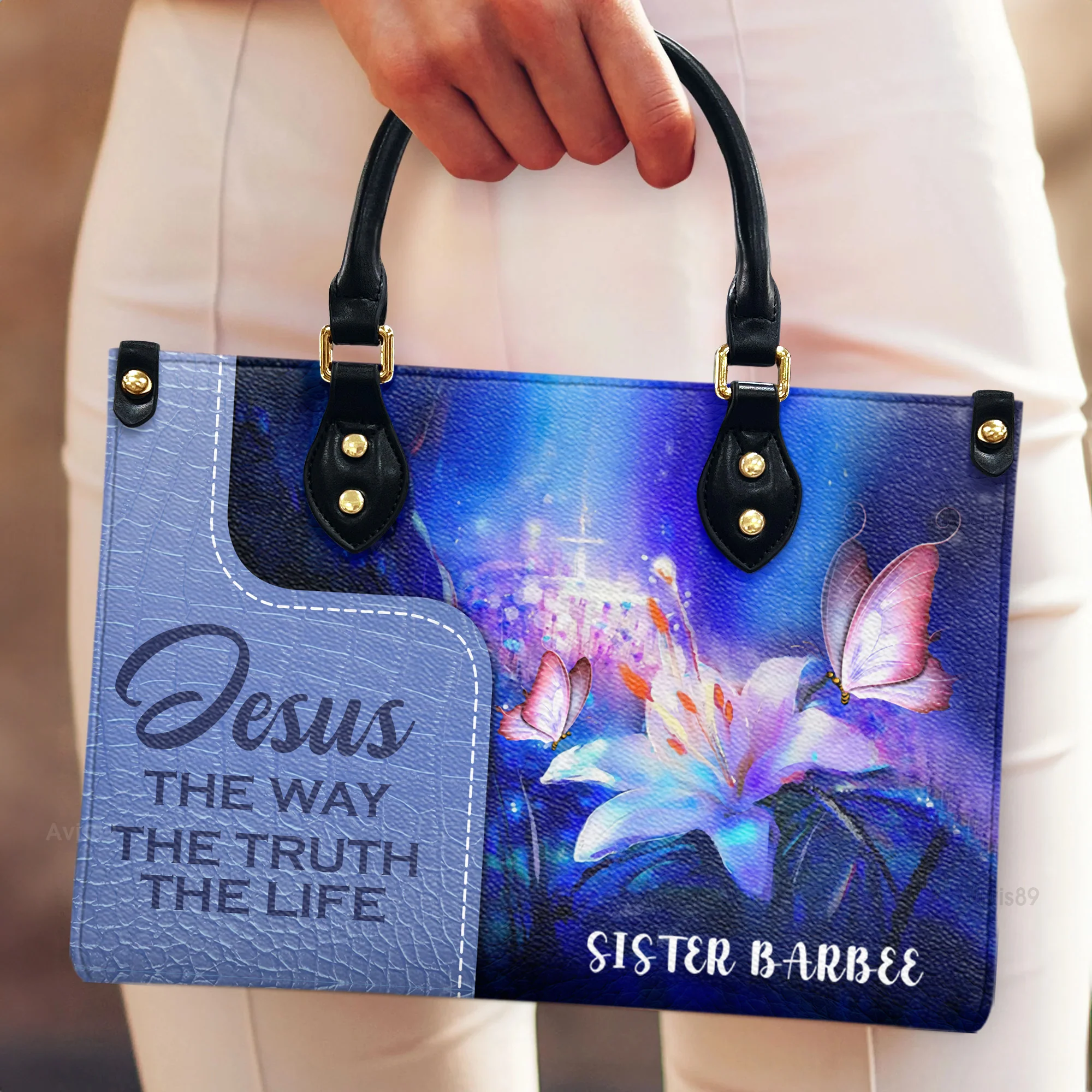 Jesus The Way The Truth The Life - Scripture Gifts For Women Of God - Personalized Leather Bag Free Wallet Deal AT4080607 - Image 2
