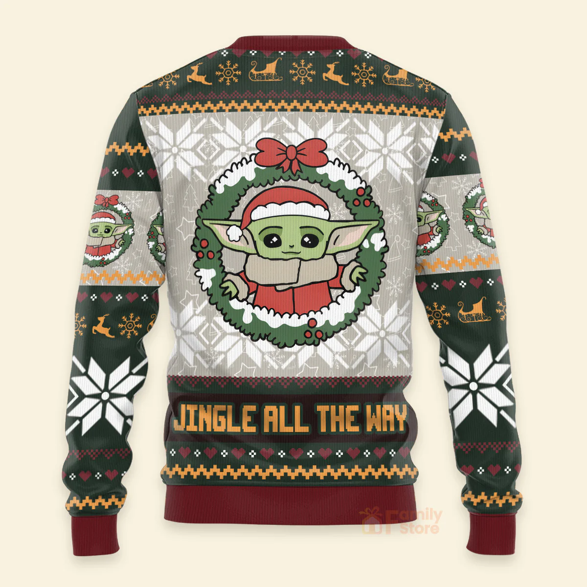 Jingle Bell Jingle All The Way Baby Yoda - Personalized Ugly Sweatshirt - Gift for Dad, Grandpa, Husband NA94 - Image 6
