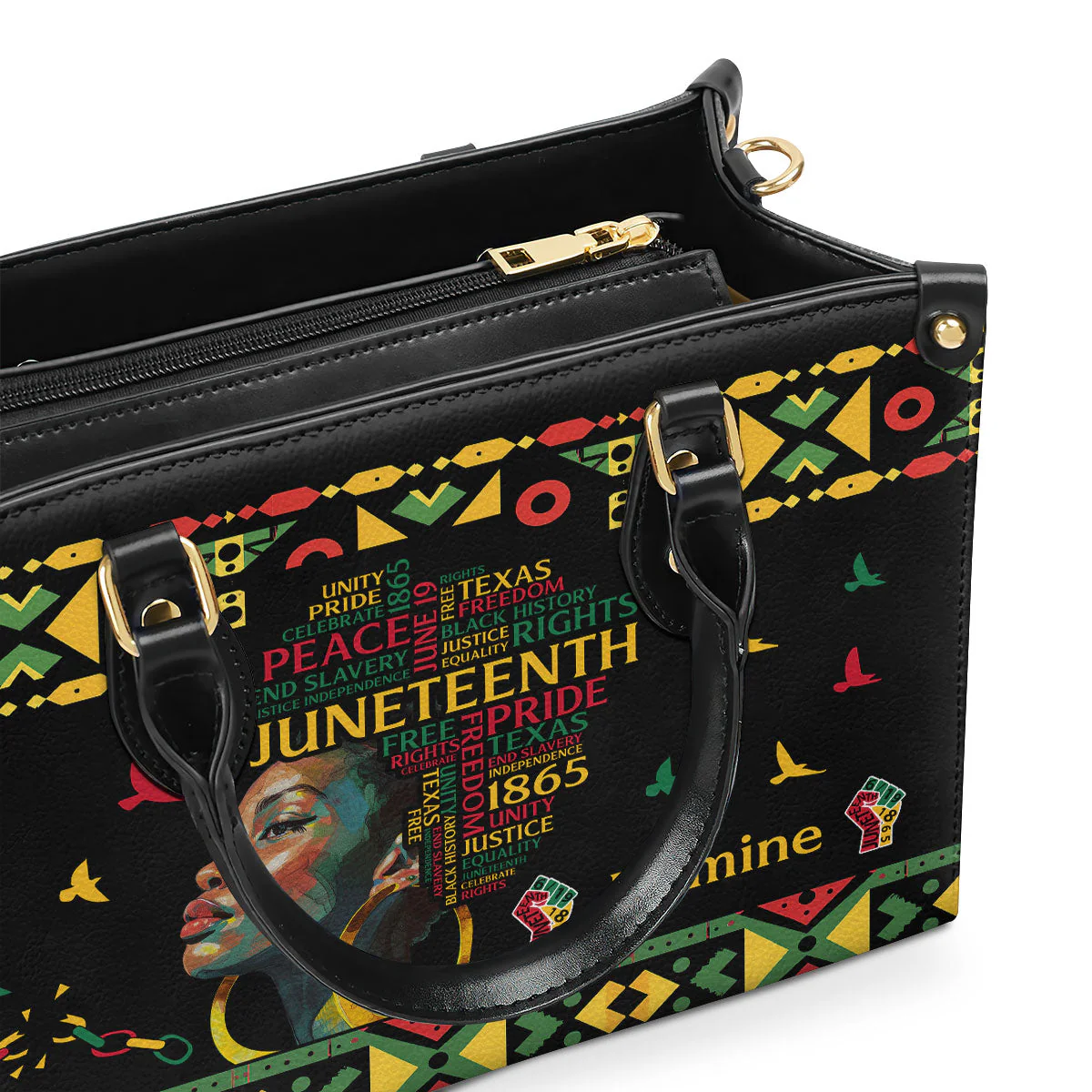 Juneteenth Freedom Pride Afrocentric - Personalized Leather Handbag - Black Heritage Gift For Her HD95 - Image 3