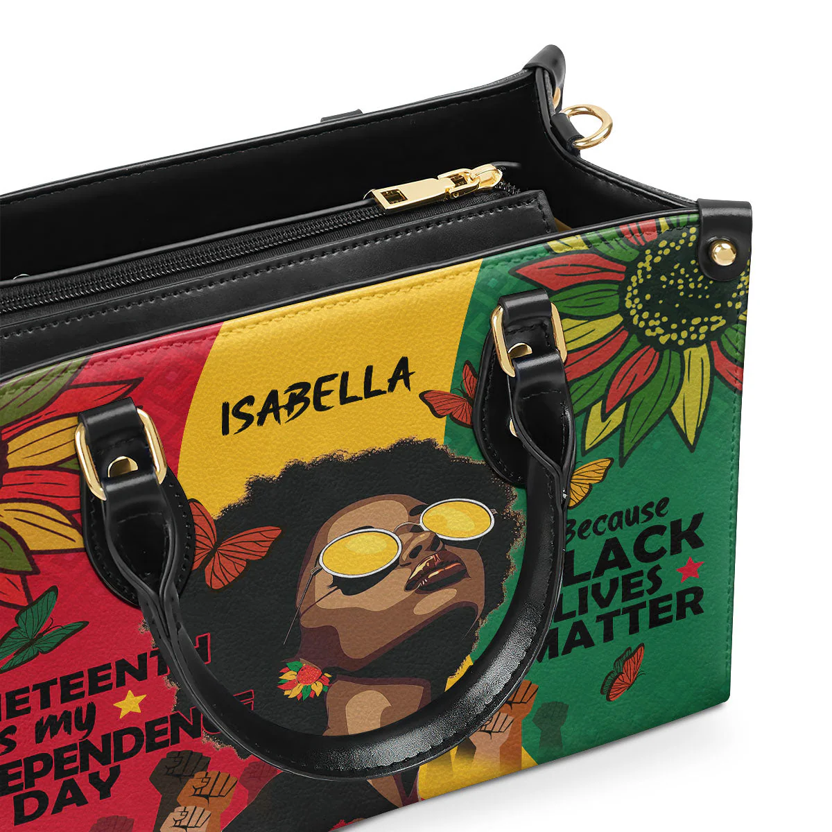Juneteenth Independence Day - Custom Name Leather Handbag – Black Lives Matter Pride Gift For Her HD95 - Image 3
