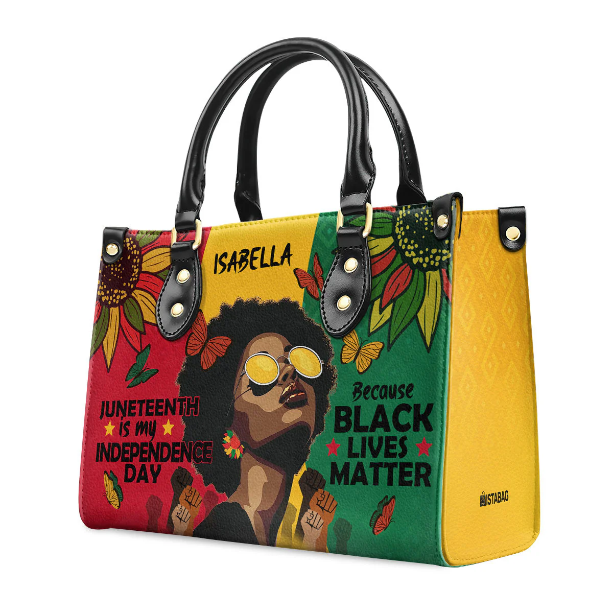 Juneteenth Independence Day - Custom Name Leather Handbag – Black Lives Matter Pride Gift For Her HD95 - Image 5