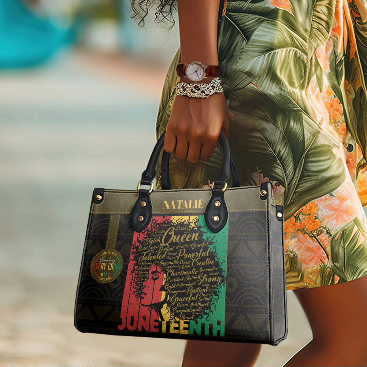 Juneteenth Queen Juneteenth Queen Affirmation - Personalized Leather Handbag - Gift For African American HD95 - Image 2