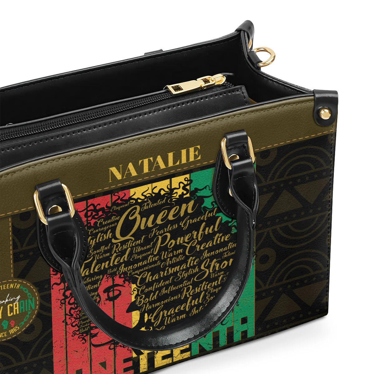 Juneteenth Queen Juneteenth Queen Affirmation - Personalized Leather Handbag - Gift For African American HD95 - Image 3