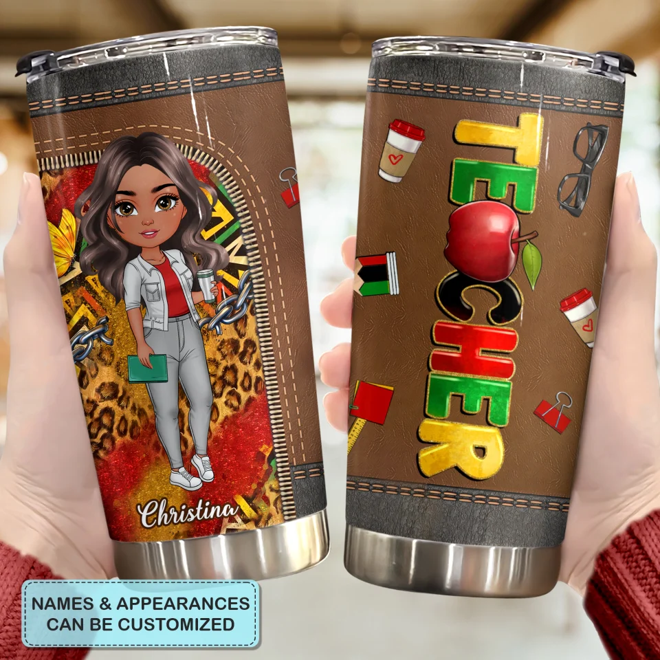 Juneteenth Teacher - Personalized Stainless Steel Tumbler - Gift For Teacher | CLTC01 HN02 - Image 3
