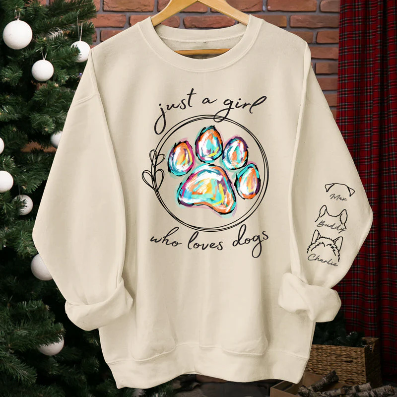 Just A Girl Loves Dogs - Personalized Sweatshirt With Design On Sleeve - Gift For Pet Owners, Pet Lovers , Cat Lovers, Dog Lovers | Custom Sleeve NH96 - Image 6