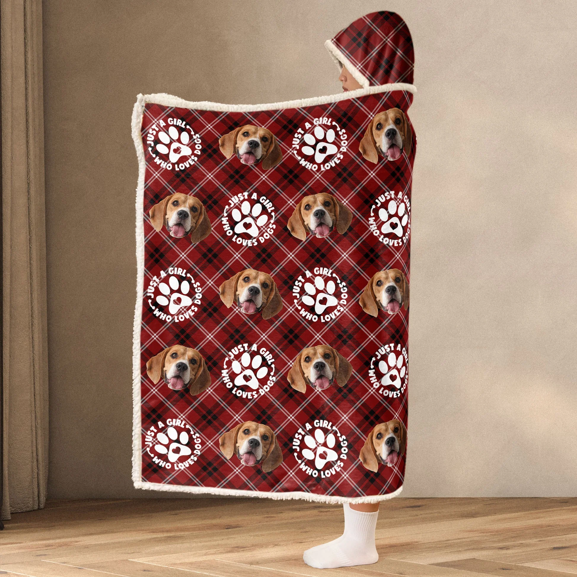 Just A Girl Loves Dogs - Personalized Wearable Hooded Blanket - Gift For Pet Lovers | NA94 - Image 3
