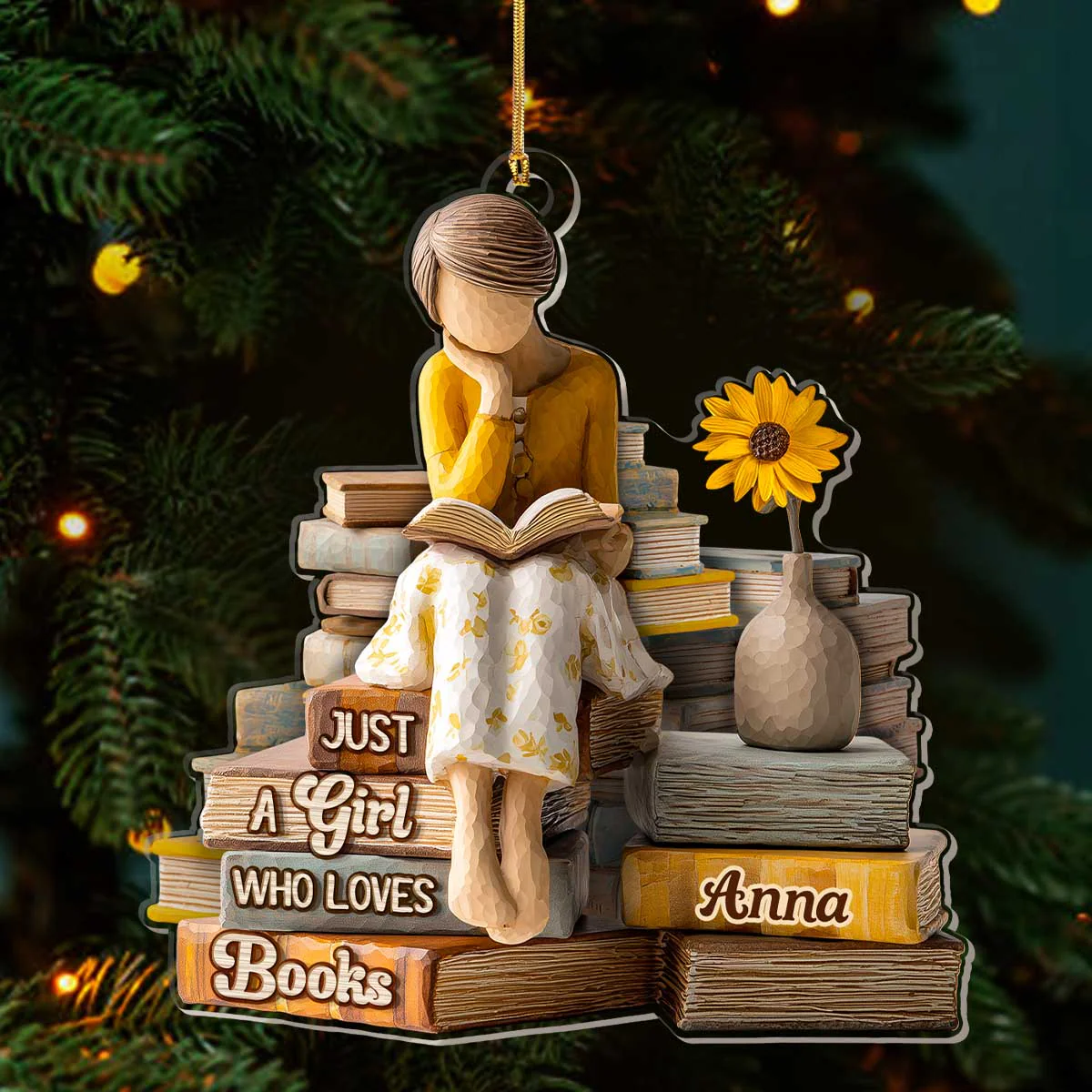 Just A Girl Who Loves Books - Personalized 1-Layer Acrylic Ornament HL128 - Image 3