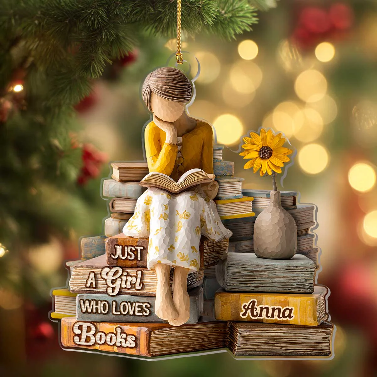 Just A Girl Who Loves Books - Personalized 1-Layer Acrylic Ornament HL128 - Image 4